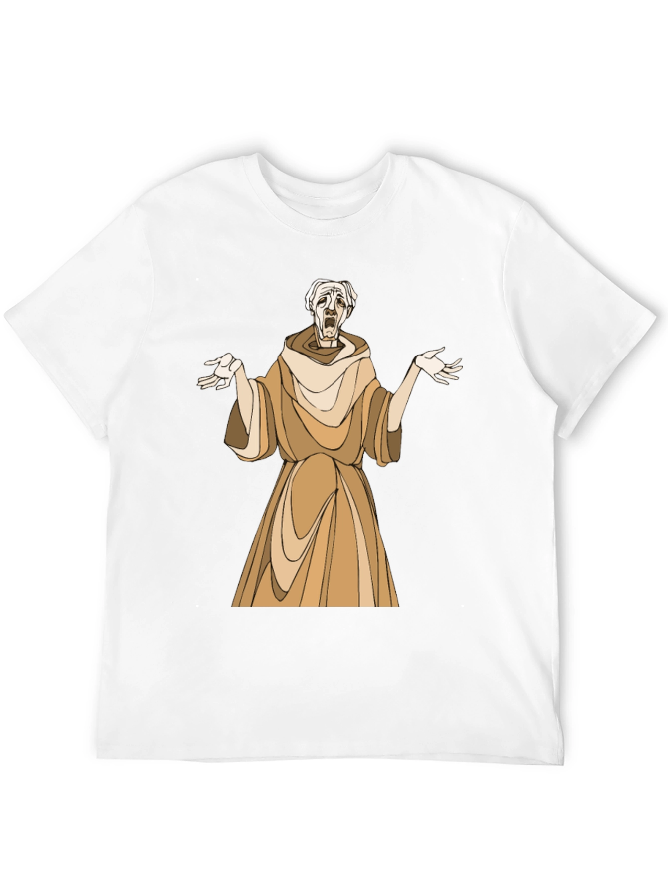 Cartoon Monk Graphic Print Black T-Shirt