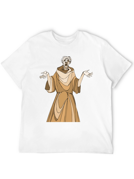 Cartoon Monk Graphic Print Black T-Shirt