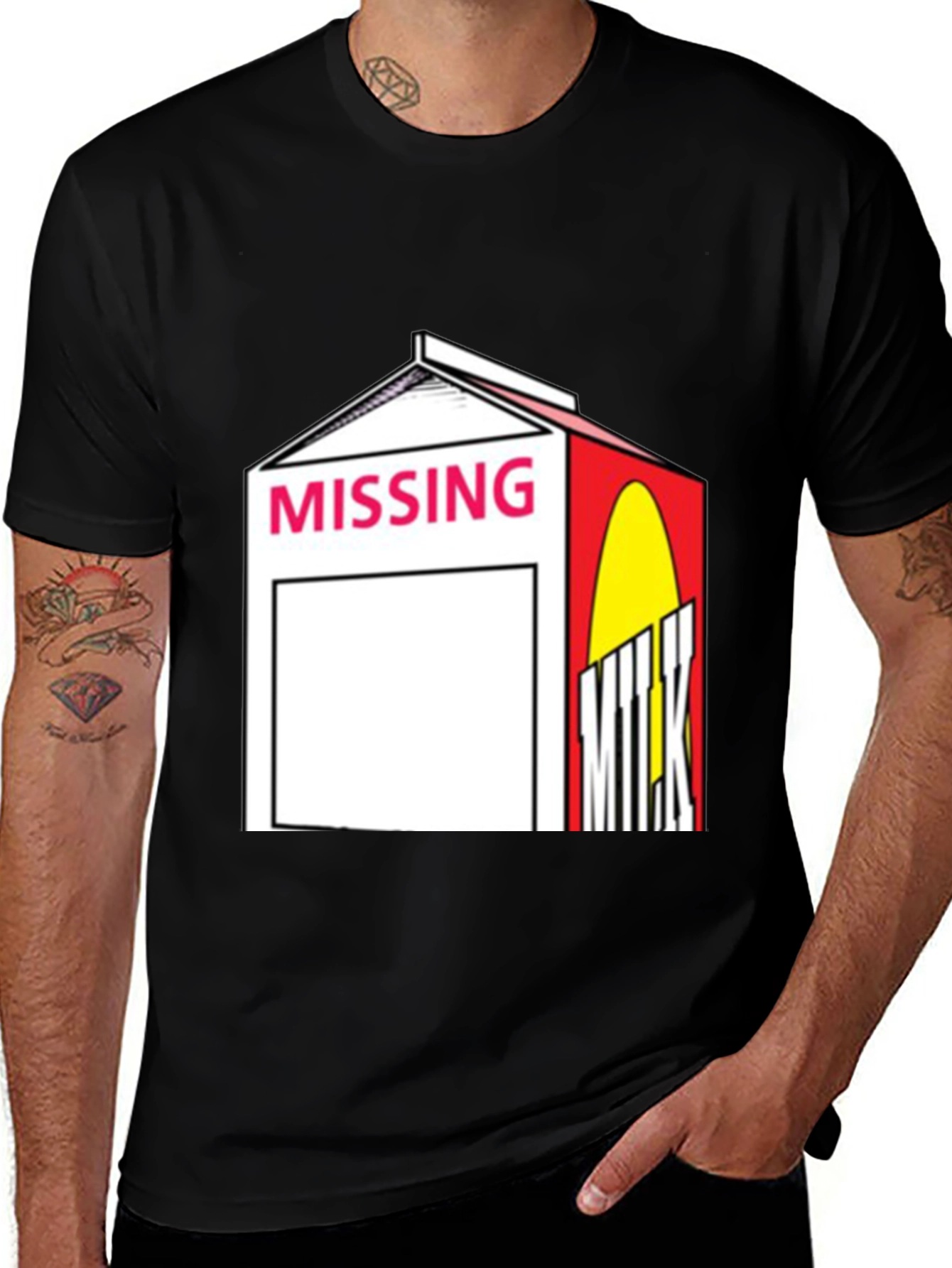 Missing Milk Carton Graphic Tee - Black