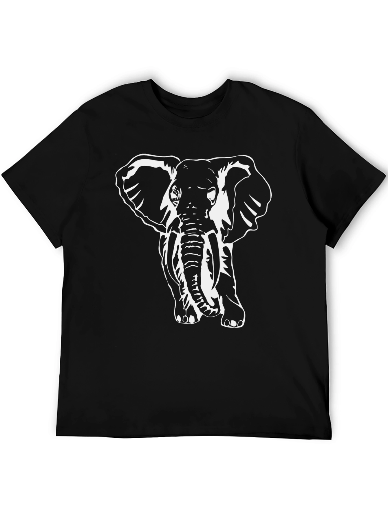 Elephant Graphic Tee - Black Cotton Casual Shirt