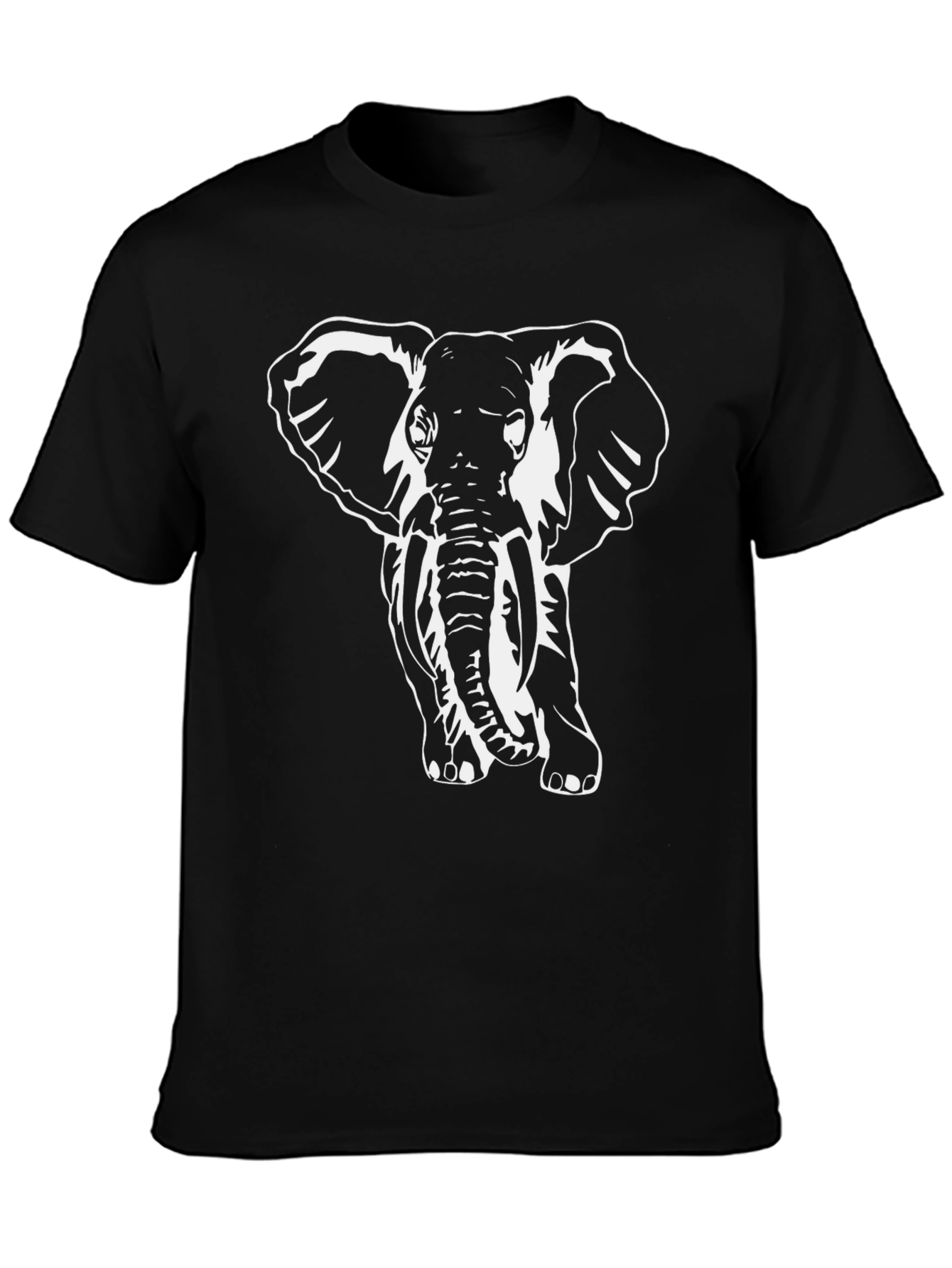 Elephant Graphic Tee - Black Cotton Casual Shirt