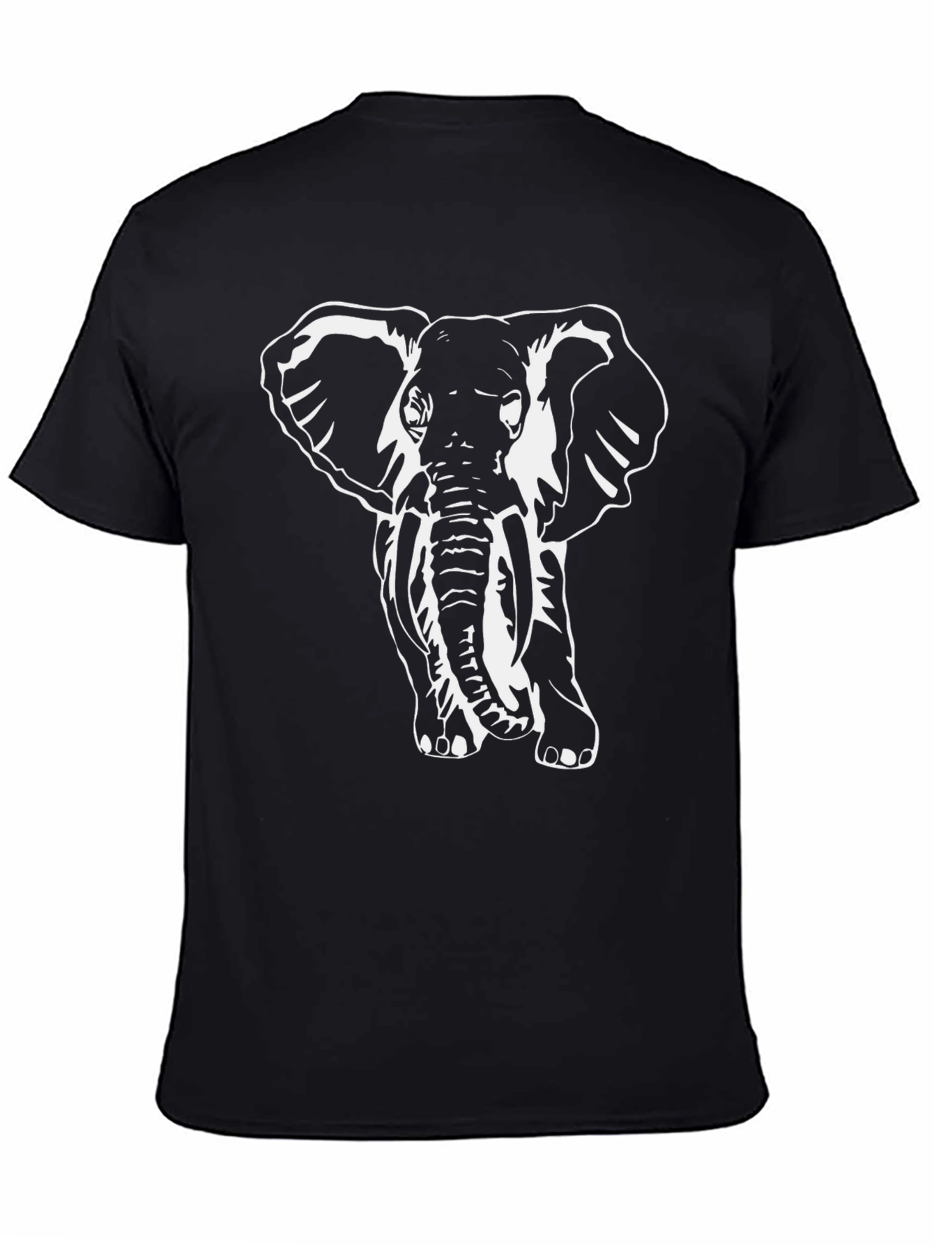 Elephant Graphic Tee - Black Cotton Casual Shirt