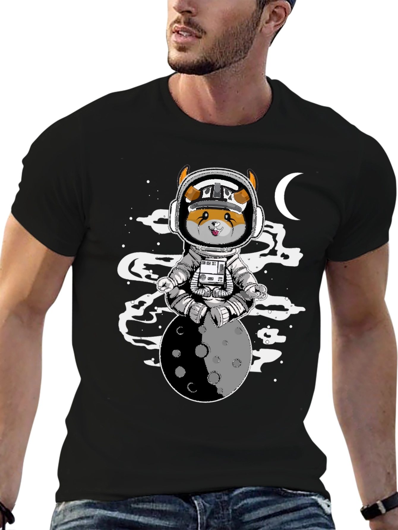 Astronaut Dog on the Moon T-Shirt