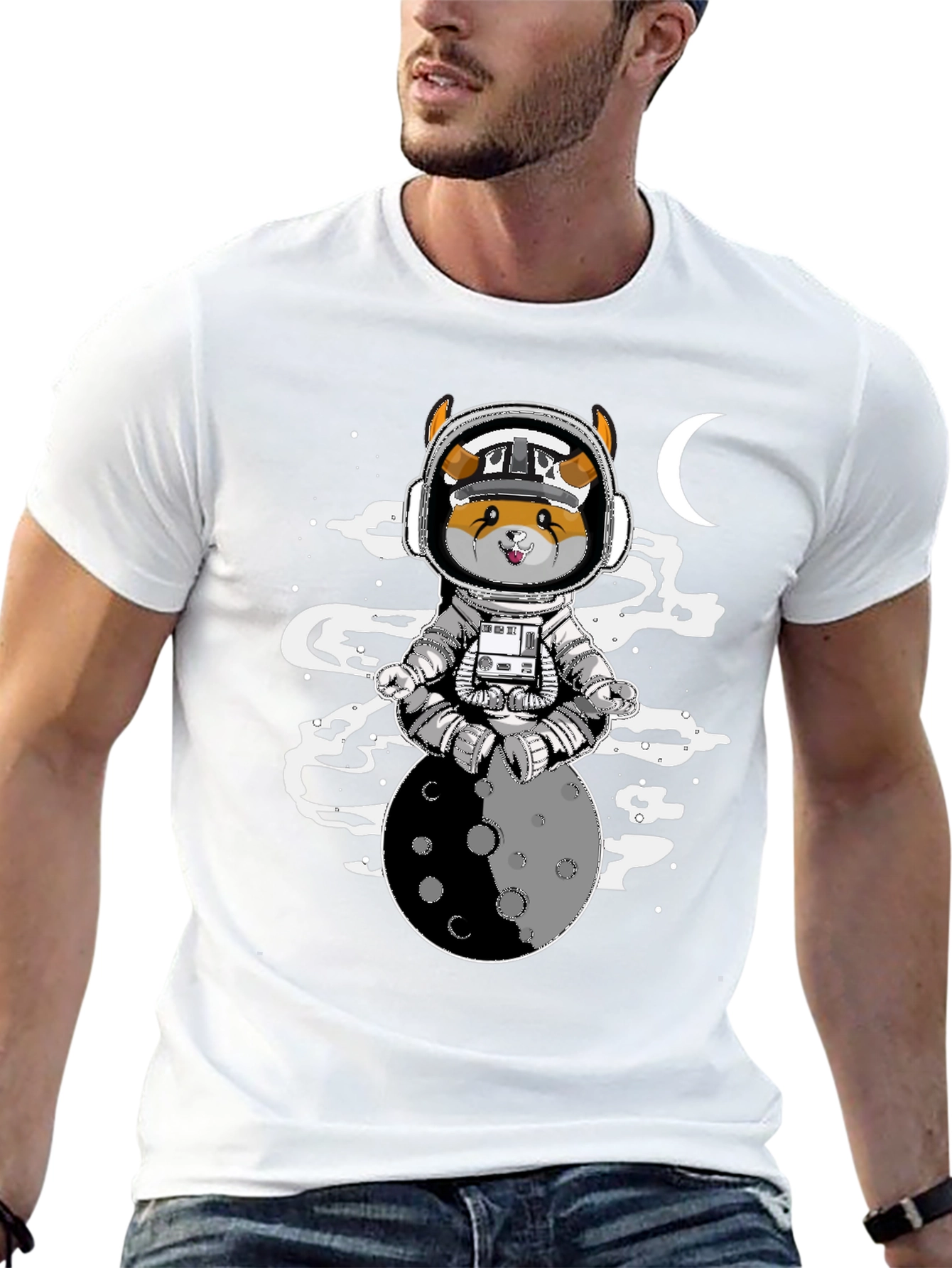 Astronaut Dog on the Moon T-Shirt