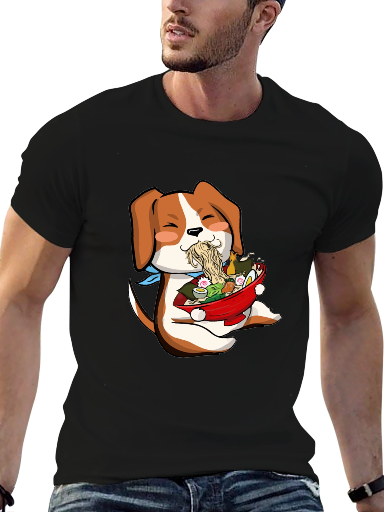 Dog Ramen Lover T-Shirt - Cute Anime Style