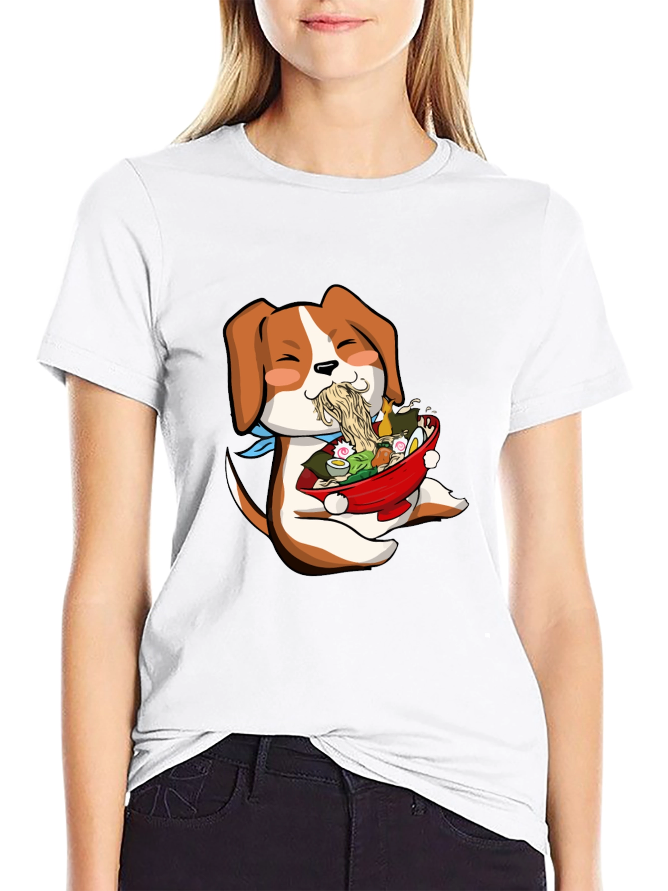 Dog Ramen Lover T-Shirt - Cute Anime Style