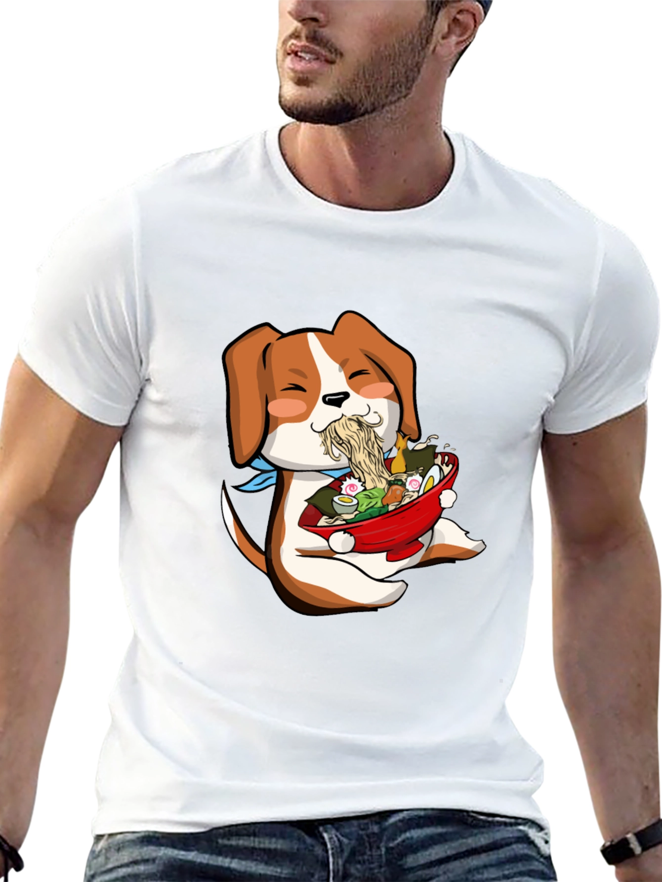 Dog Ramen Lover T-Shirt - Cute Anime Style