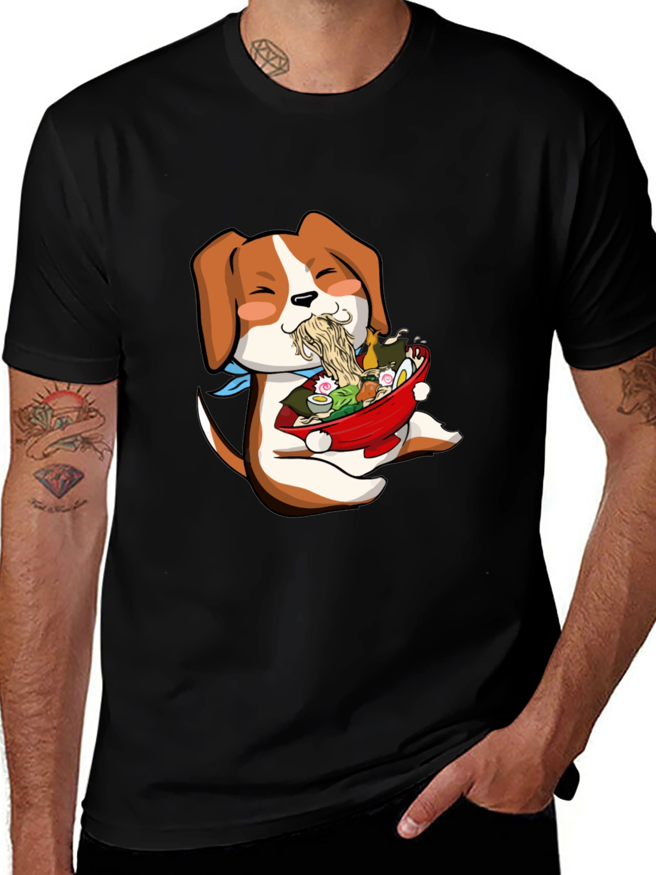 Dog Ramen Lover T-Shirt - Cute Anime Style