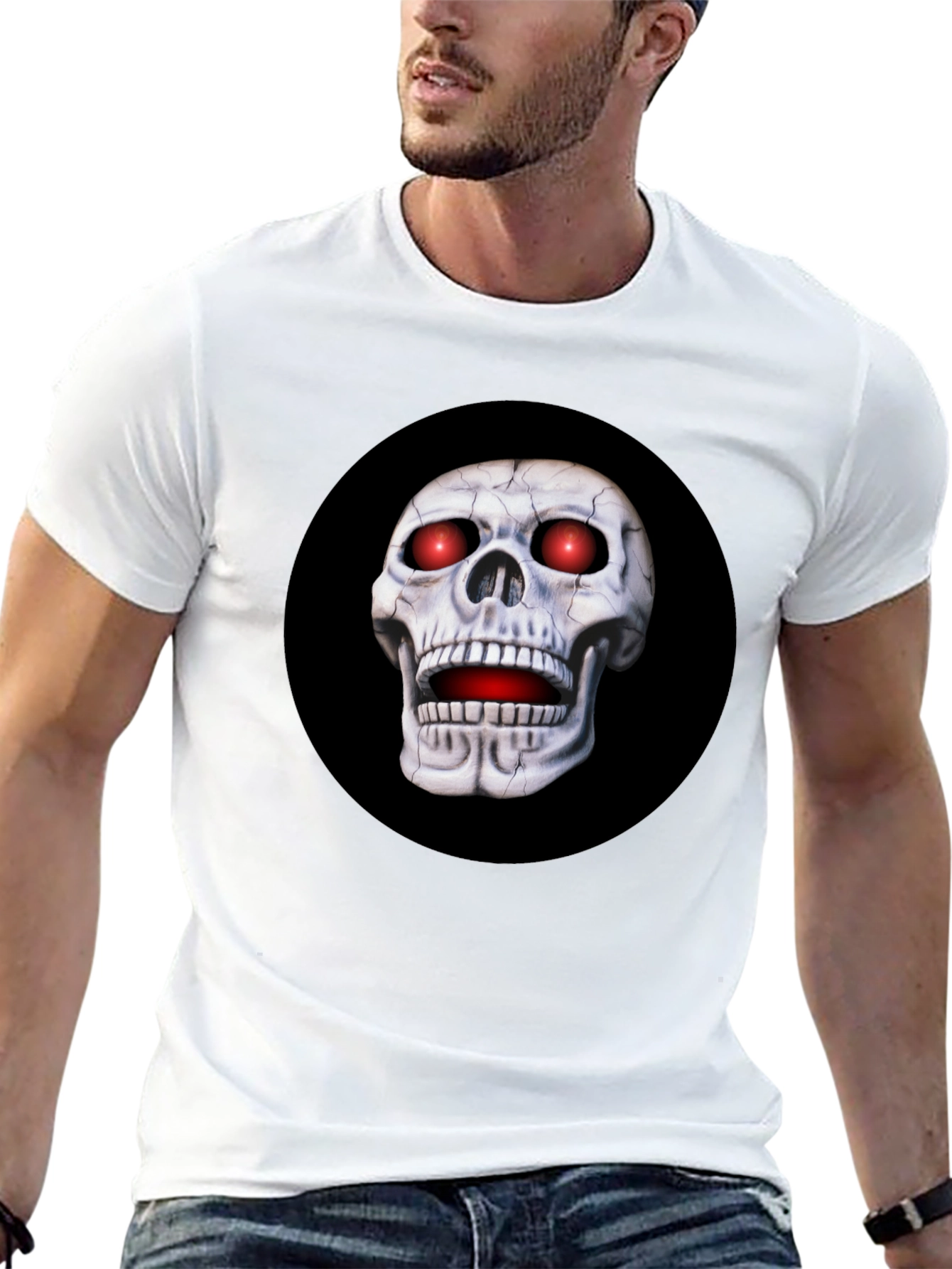 Skull Graphic T-Shirt - Red Eyes Black Tee