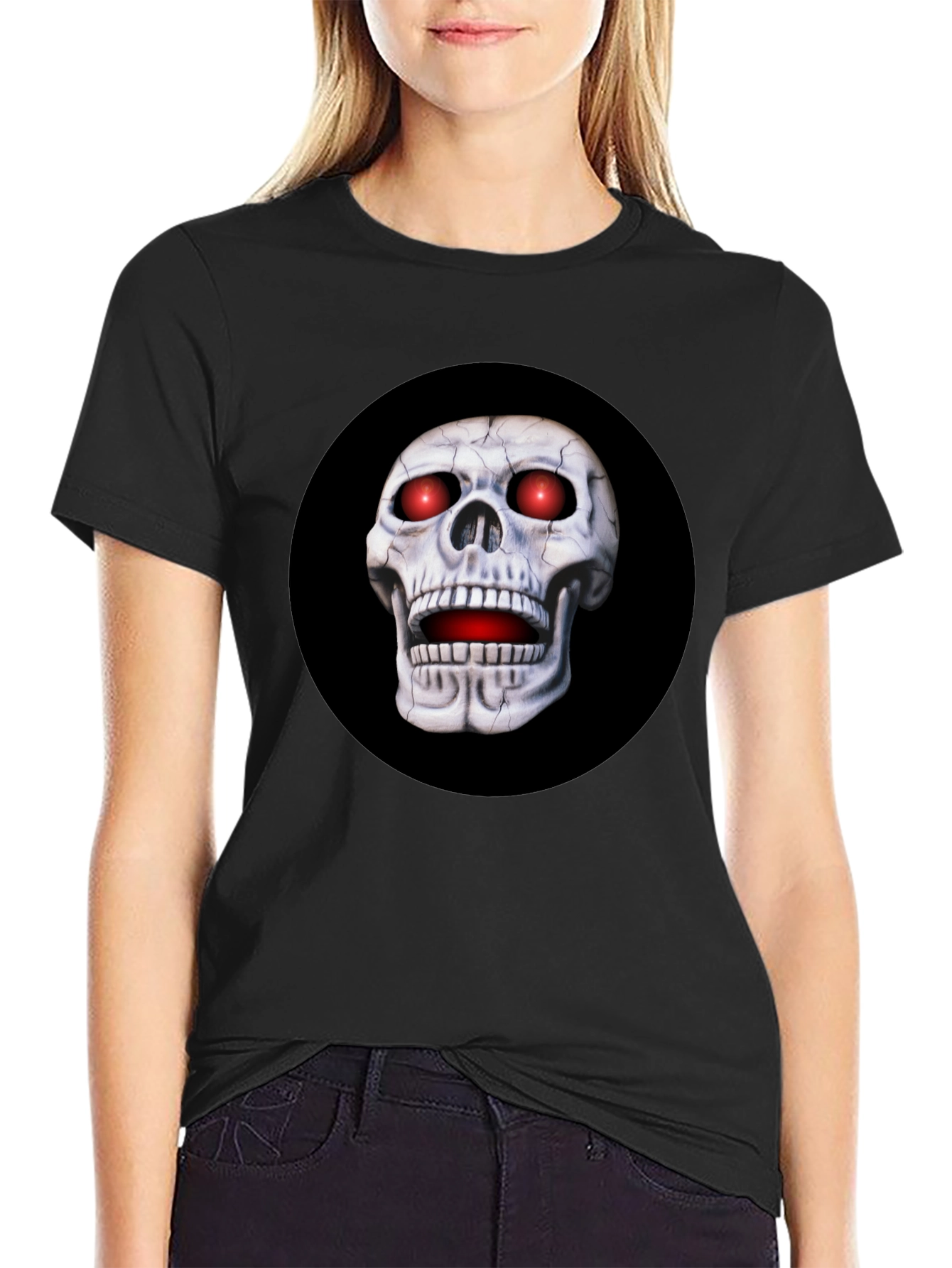 Skull Graphic T-Shirt - Red Eyes Black Tee