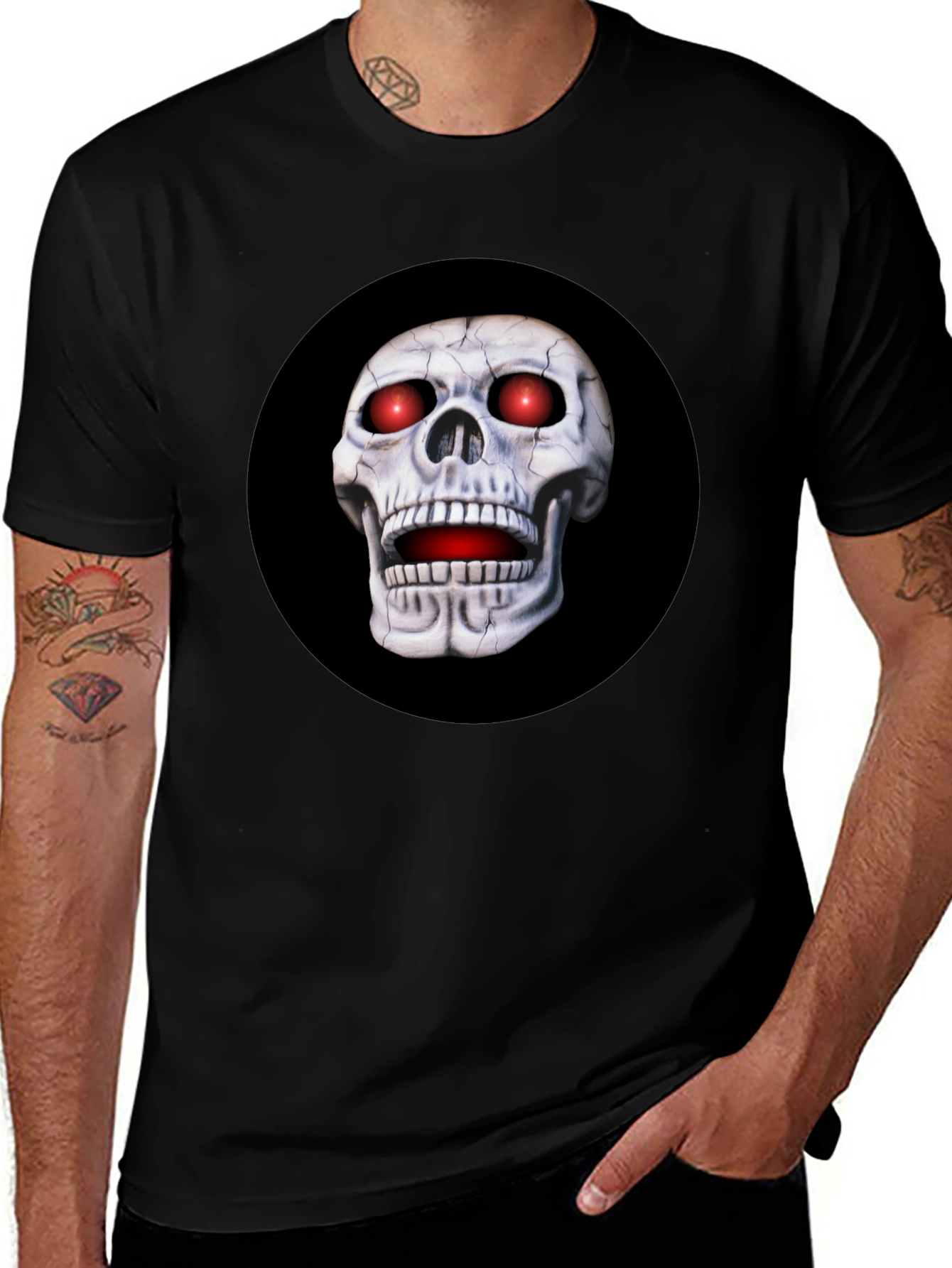 Skull Graphic T-Shirt - Red Eyes Black Tee