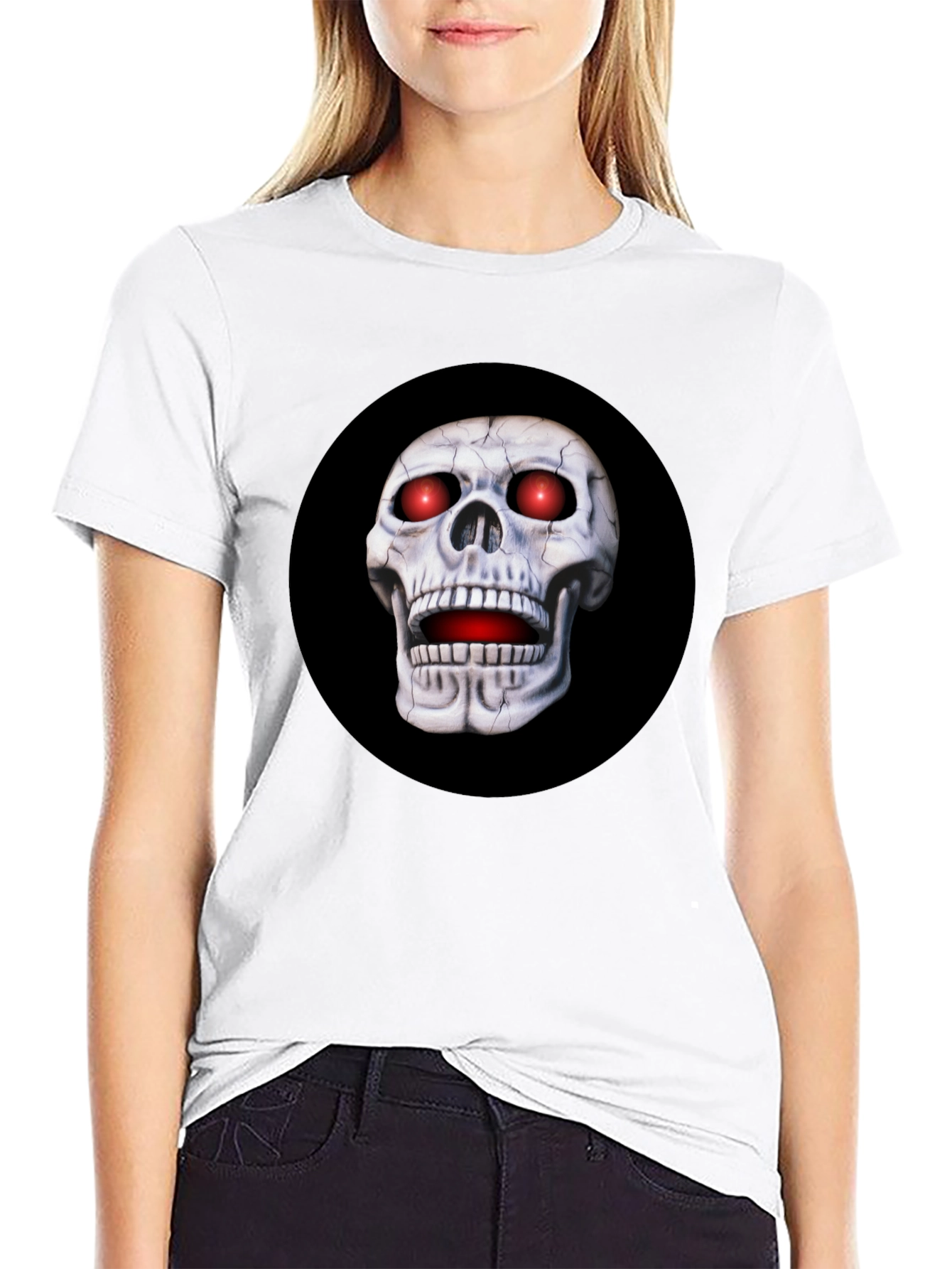 Skull Graphic T-Shirt - Red Eyes Black Tee