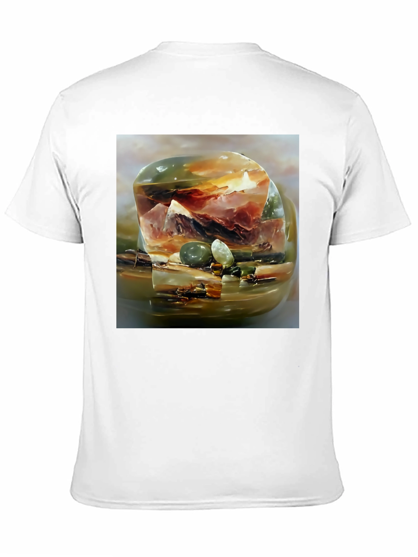 Abstract Gemstone Print Black T-Shirt