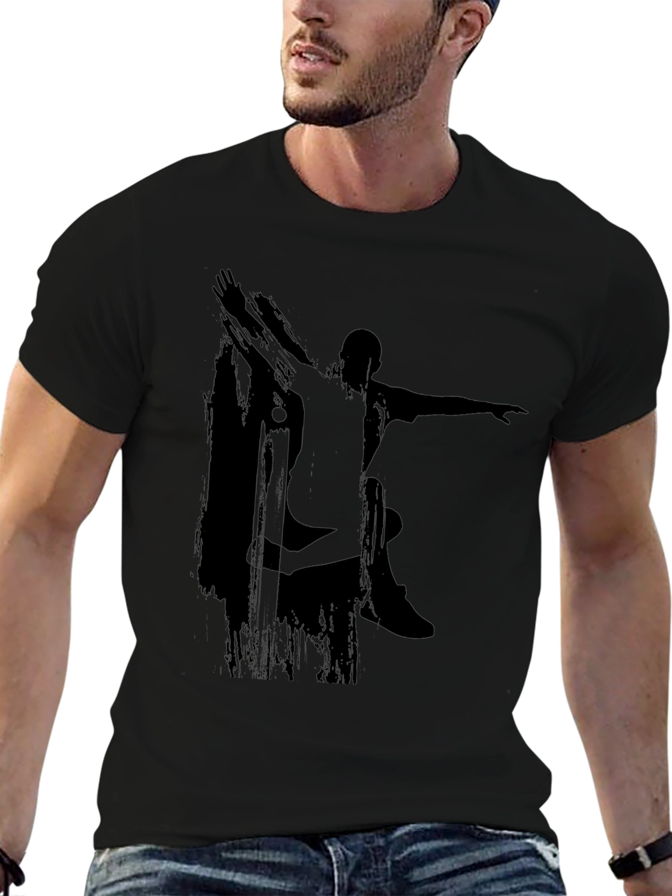 Skateboarder Silhouette Graphic Tee - Black