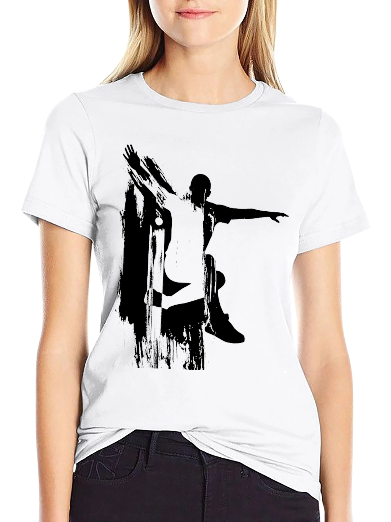 Skateboarder Silhouette Graphic Tee - Black
