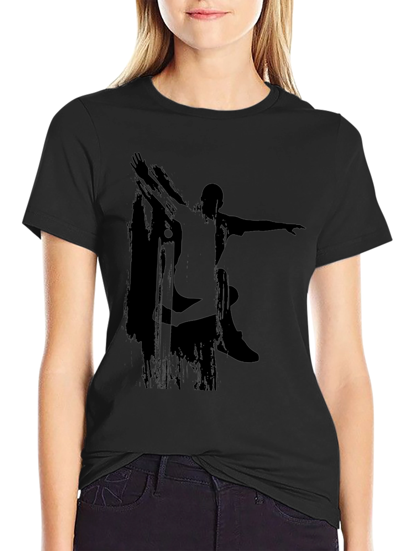 Skateboarder Silhouette Graphic Tee - Black