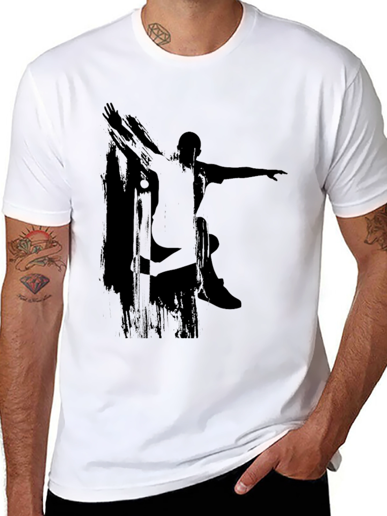 Skateboarder Silhouette Graphic Tee - Black