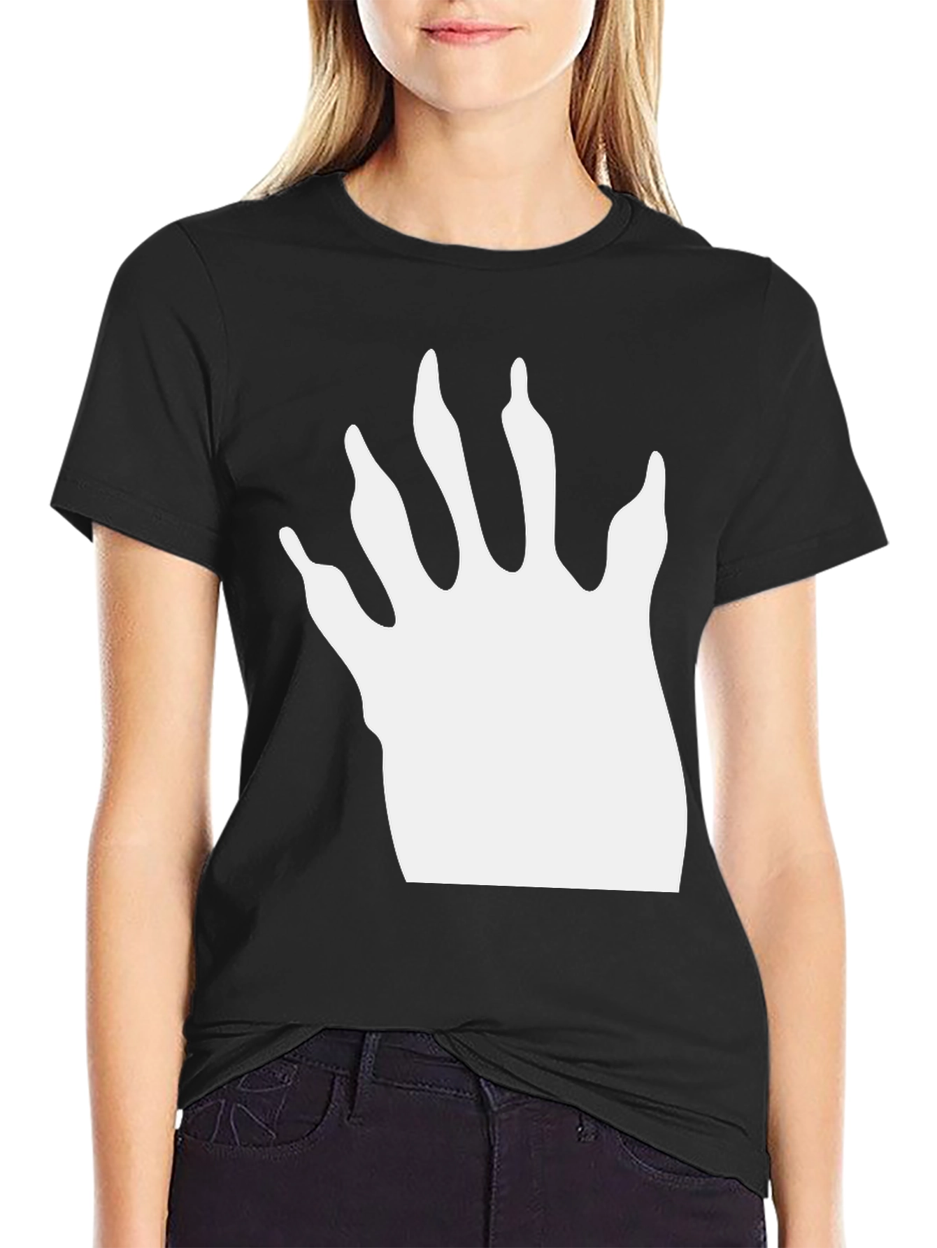 Raccoon Paw Print T-Shirt - Black Cotton Blend Tee