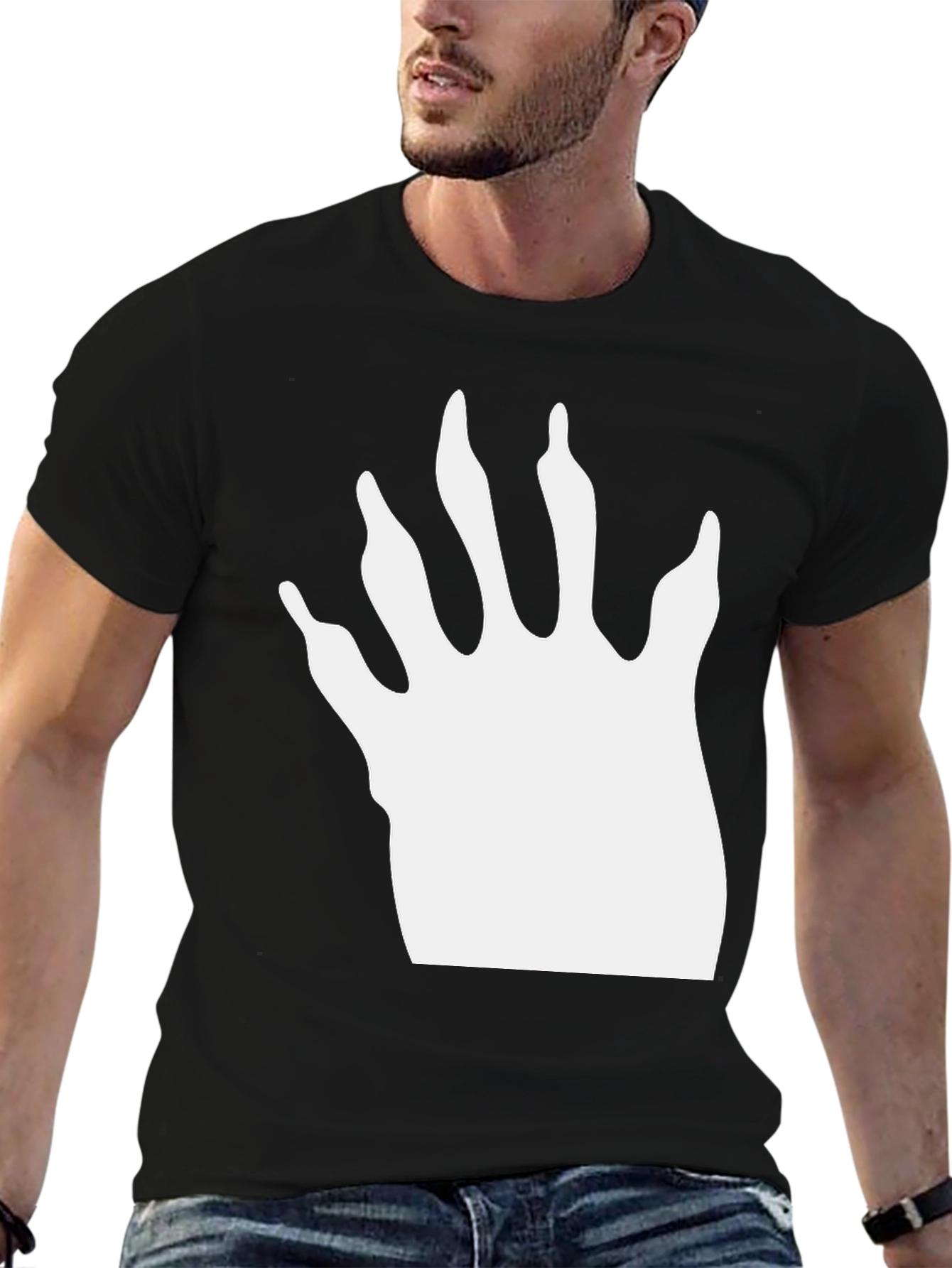Raccoon Paw Print T-Shirt - Black Cotton Blend Tee