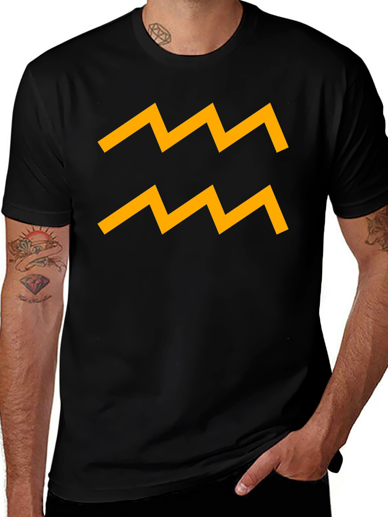 Aquarius Zodiac Sign T-Shirt - Black