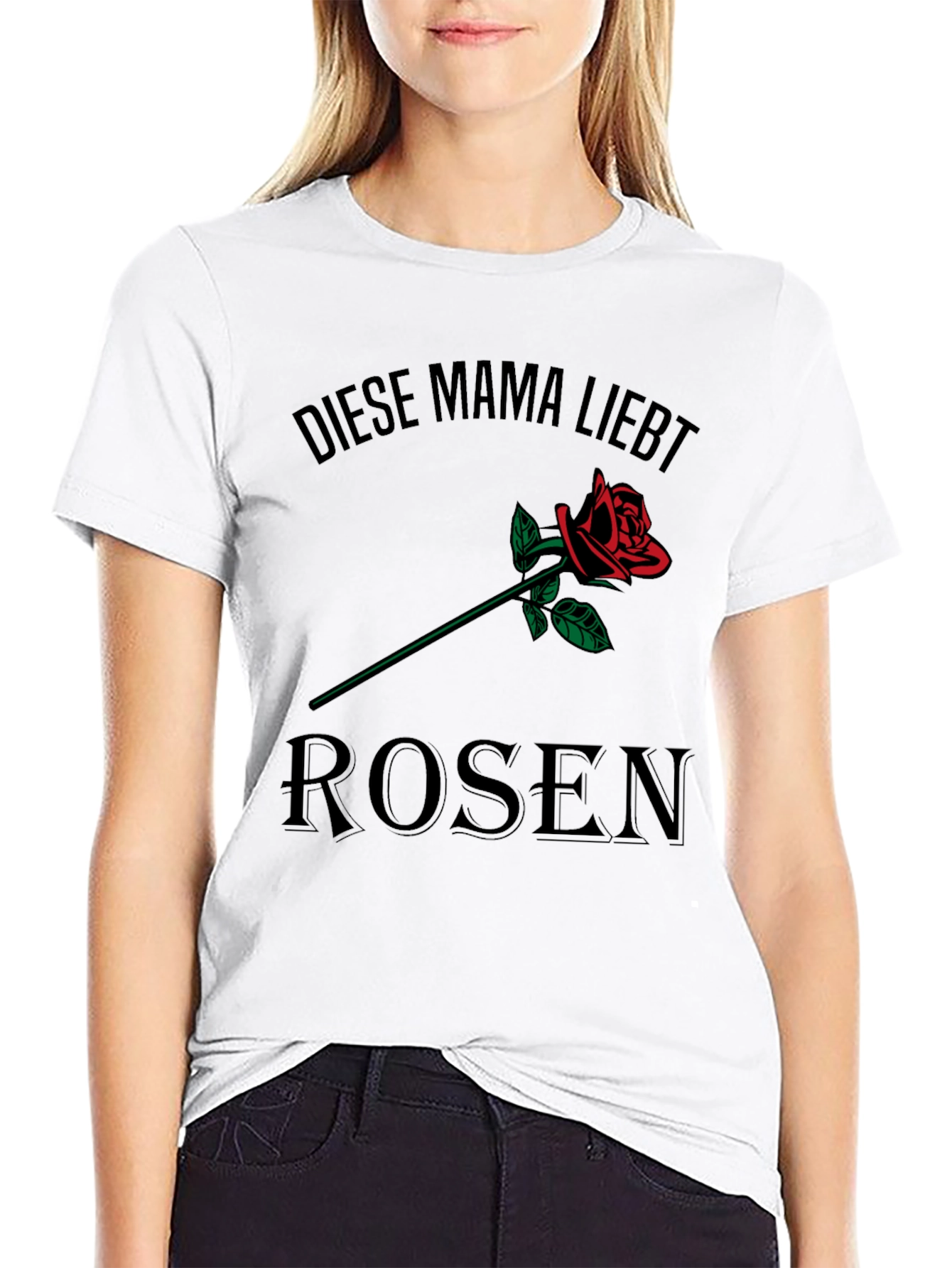 Diese Mama Liebt Rosen T-Shirt - Black