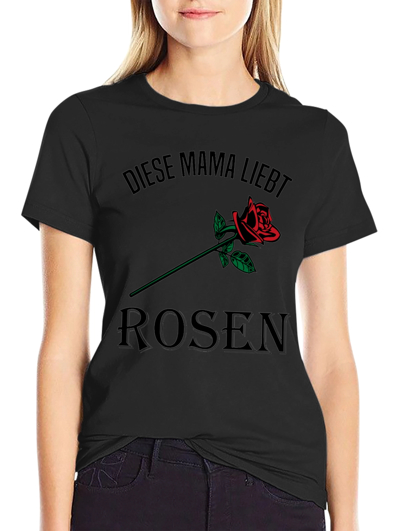 Diese Mama Liebt Rosen T-Shirt - Black