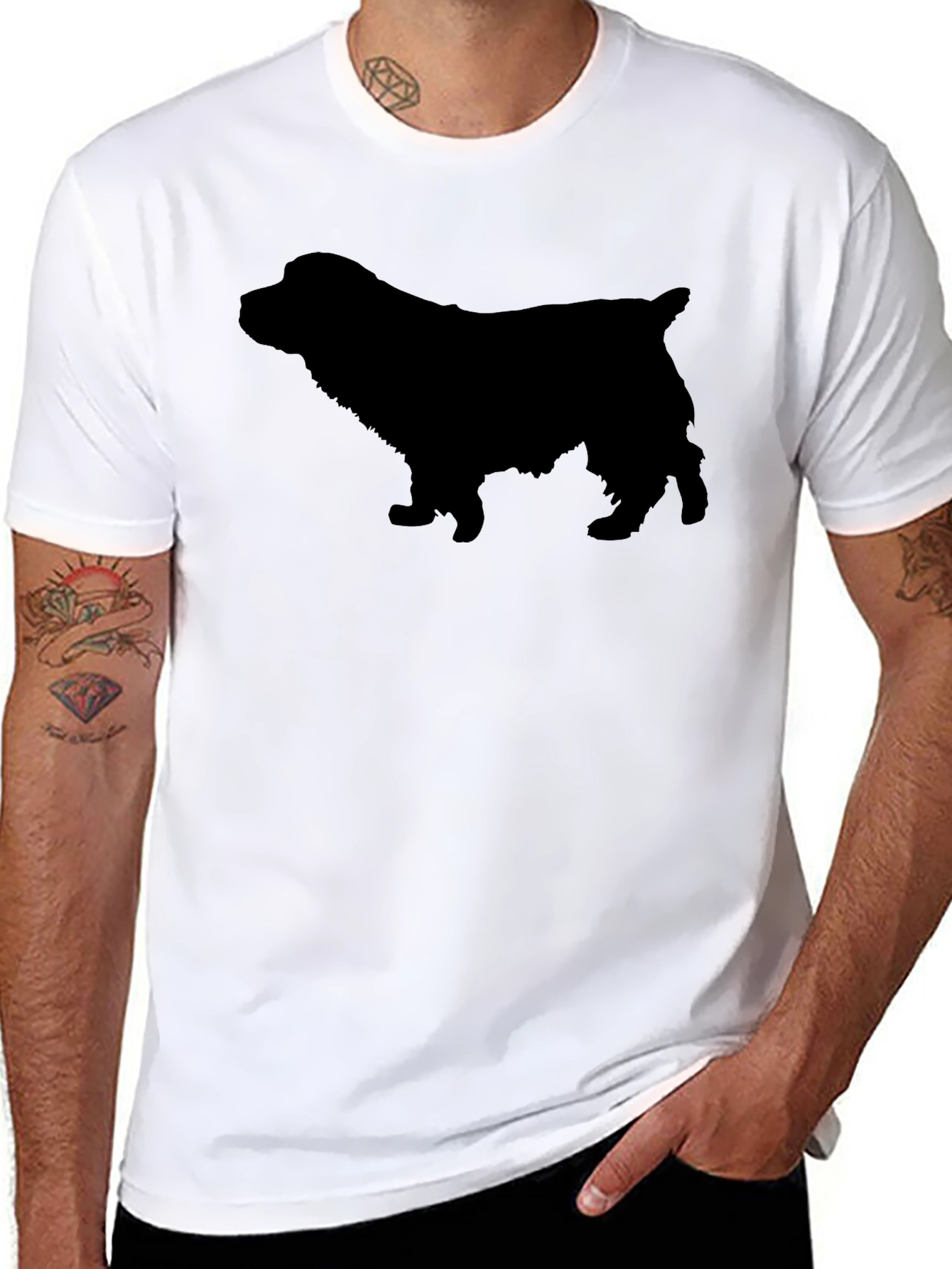 Black Spaniel Dog Silhouette T-Shirt