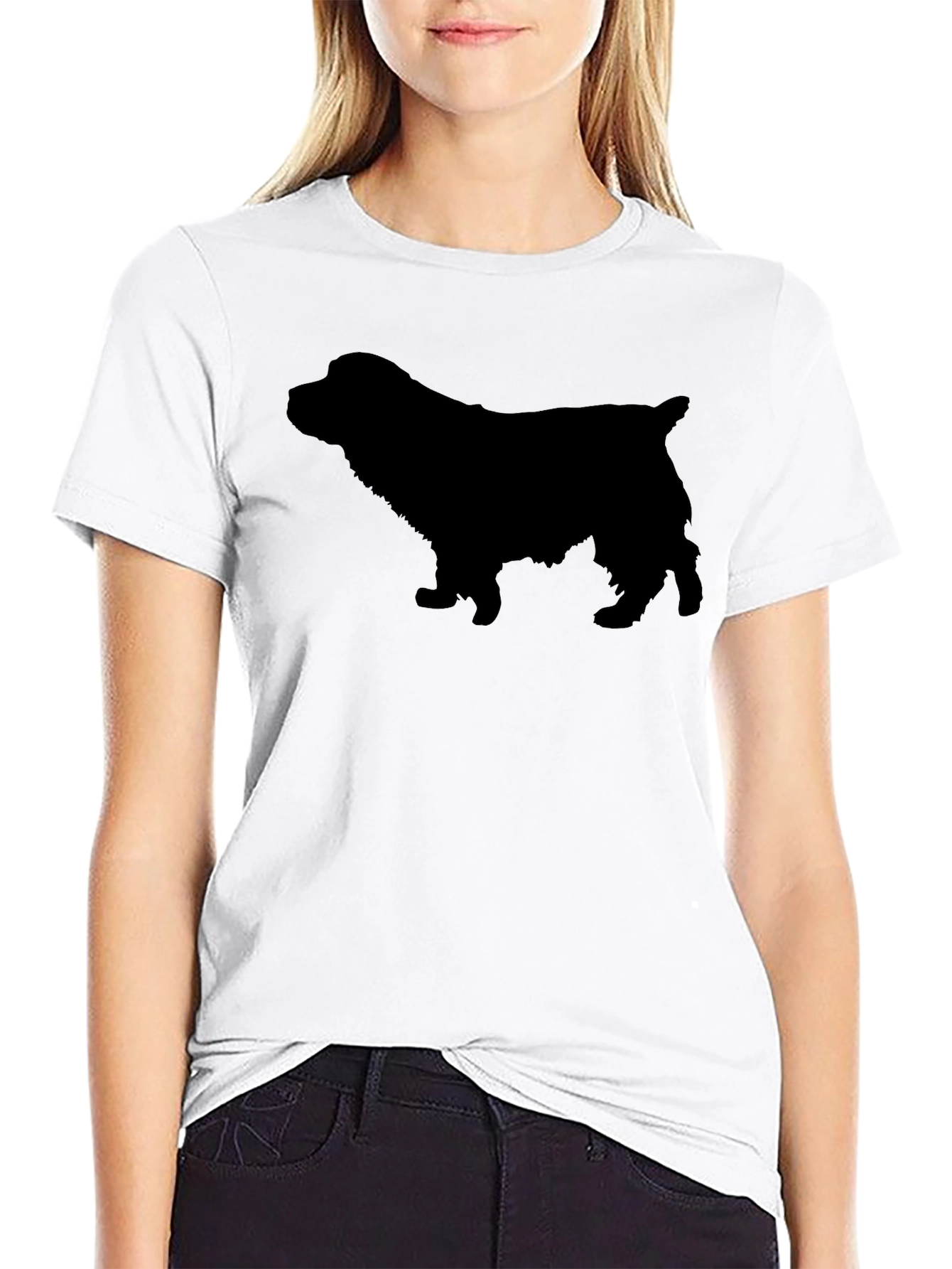 Black Spaniel Dog Silhouette T-Shirt