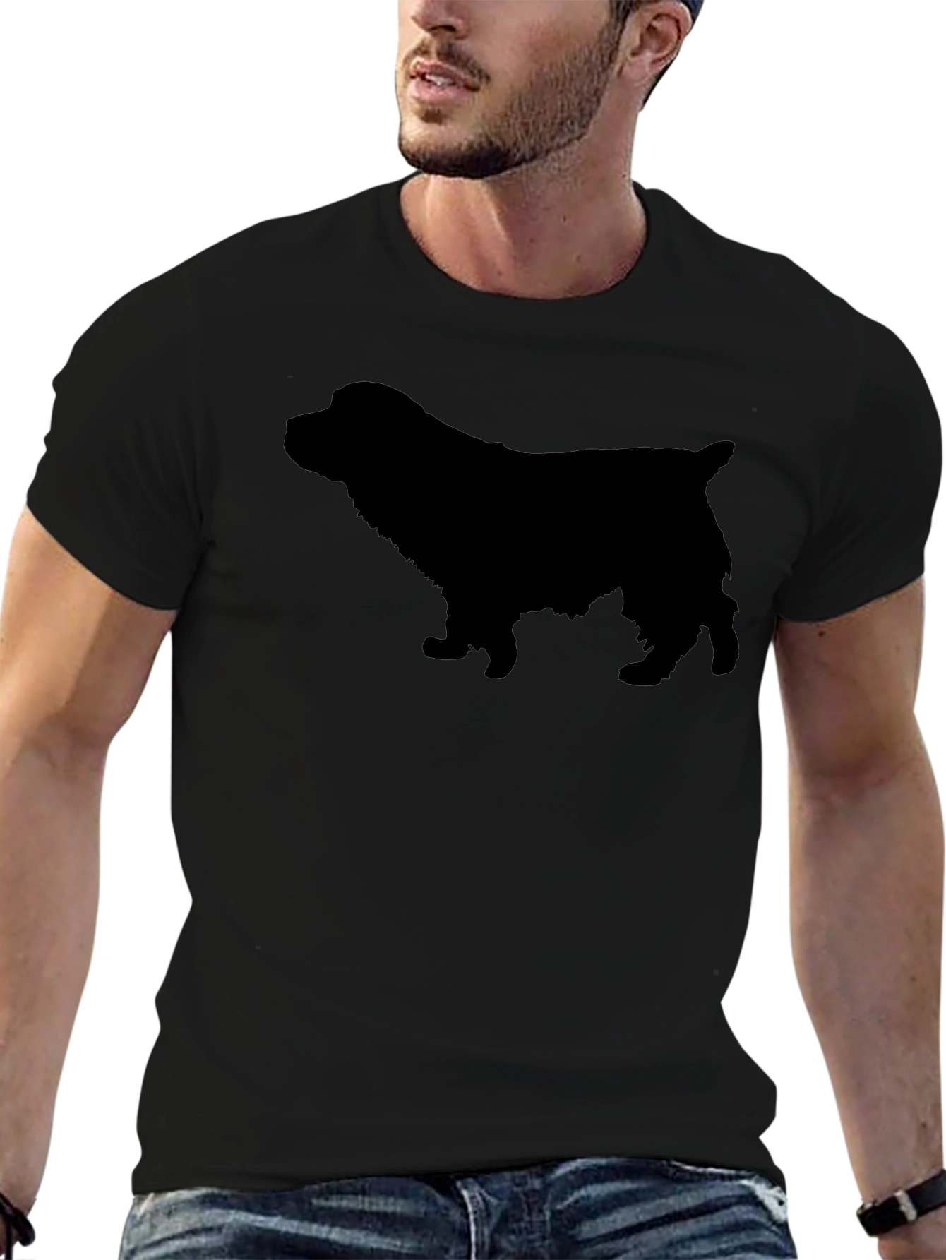 Black Spaniel Dog Silhouette T-Shirt