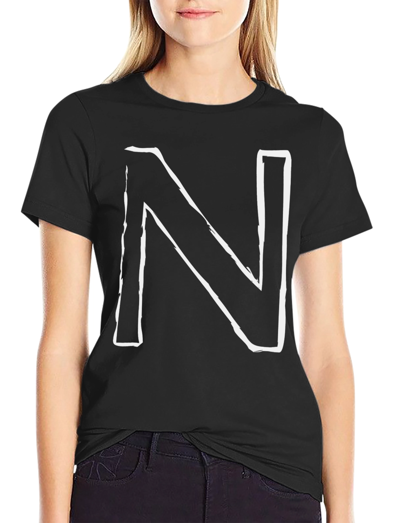 Bold N Graphic Tee - Stylish Black T-Shirt