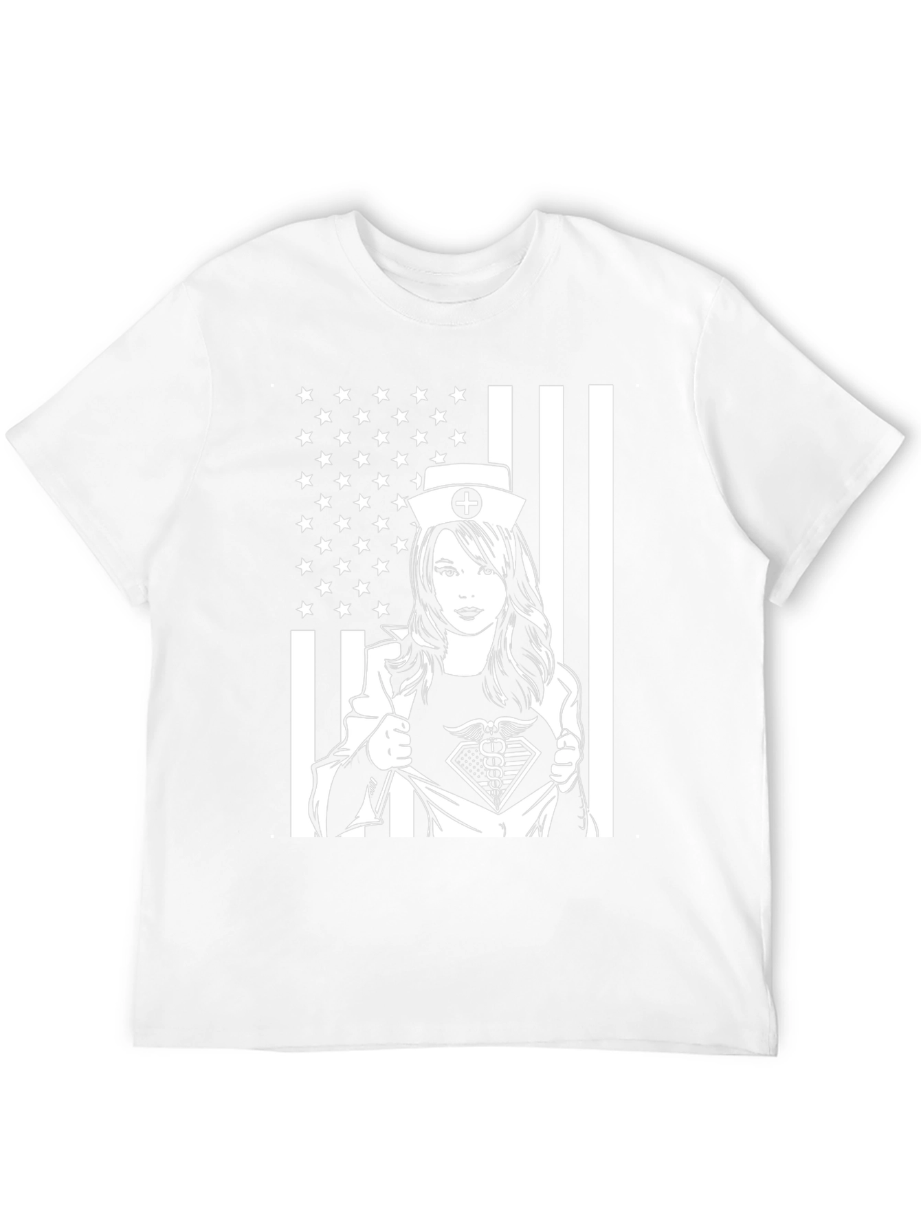 Nurse Superhero USA Flag T-Shirt - Black
