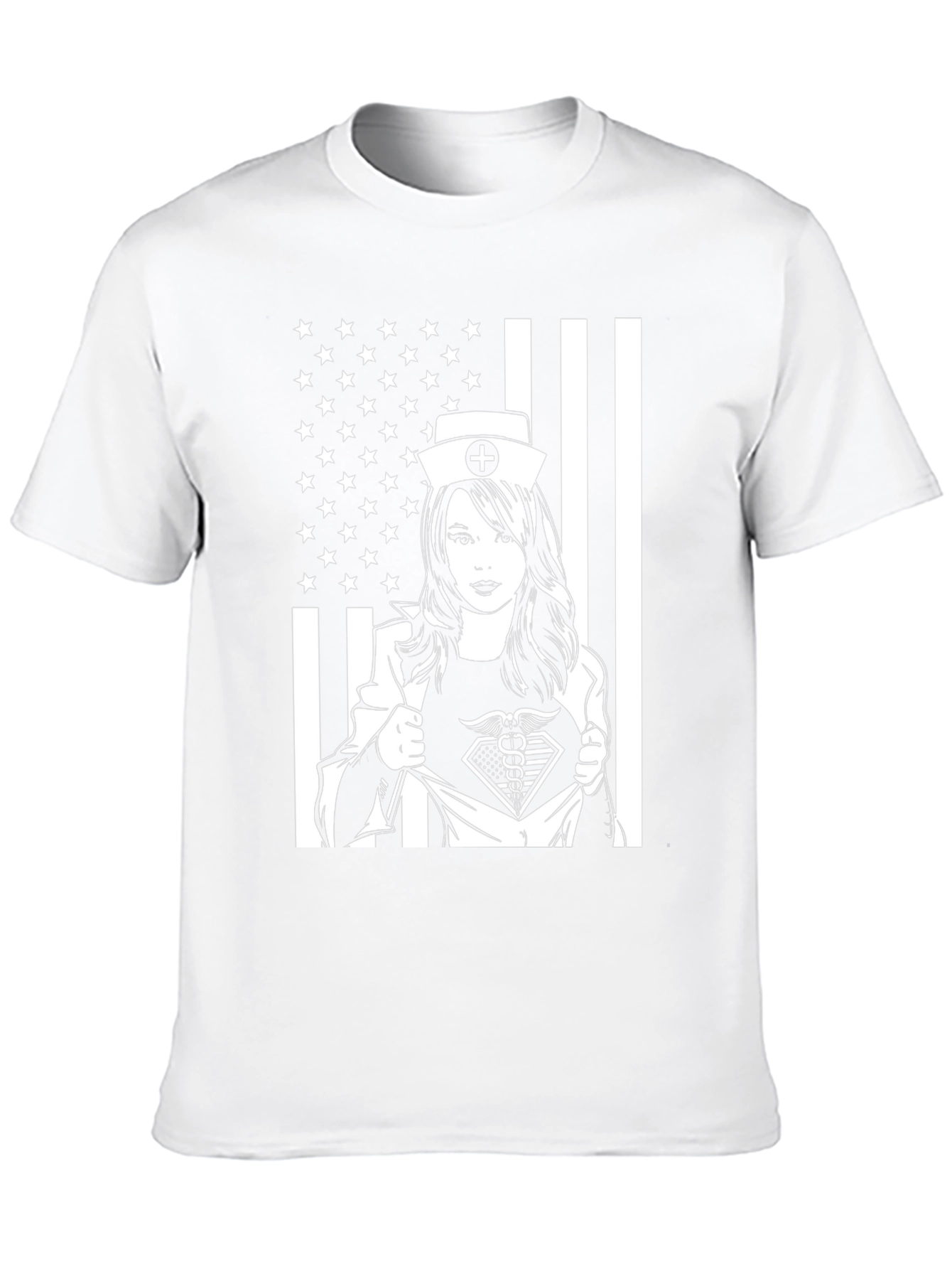 Nurse Superhero USA Flag T-Shirt - Black