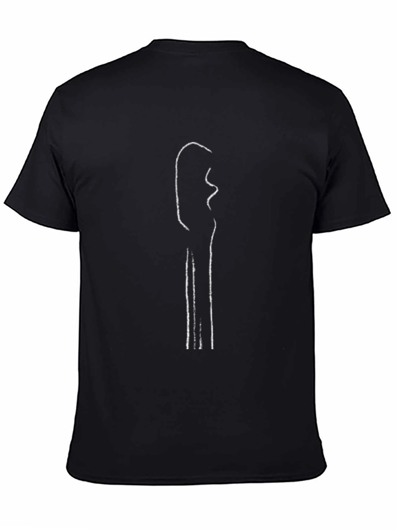 Minimalist Guitar Headstock Outline T-Shirt - Black