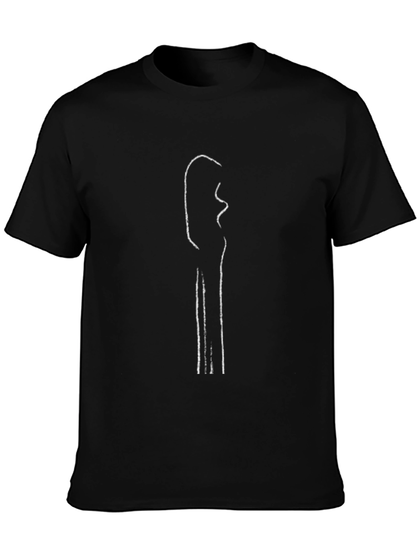 Minimalist Guitar Headstock Outline T-Shirt - Black