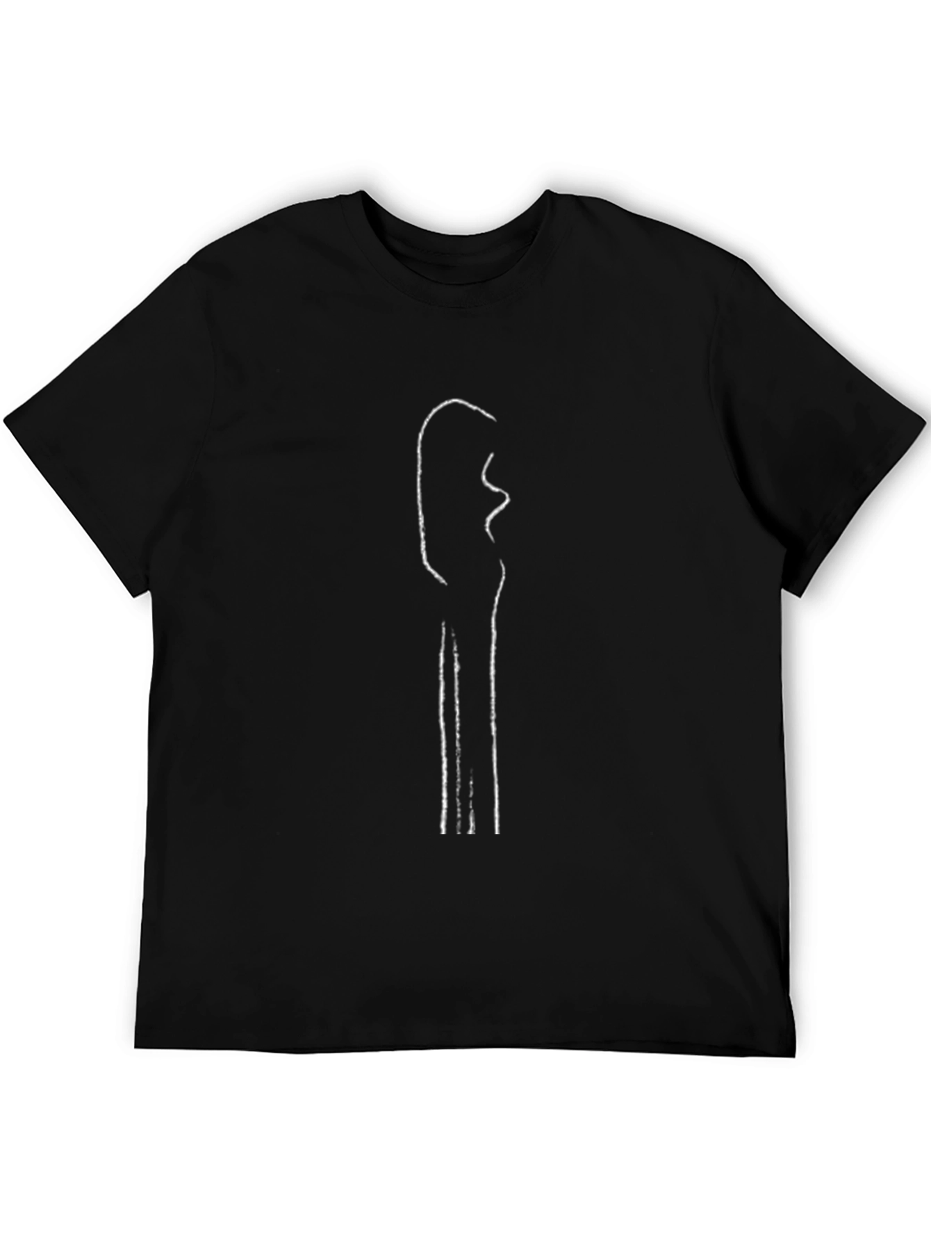 Minimalist Guitar Headstock Outline T-Shirt - Black
