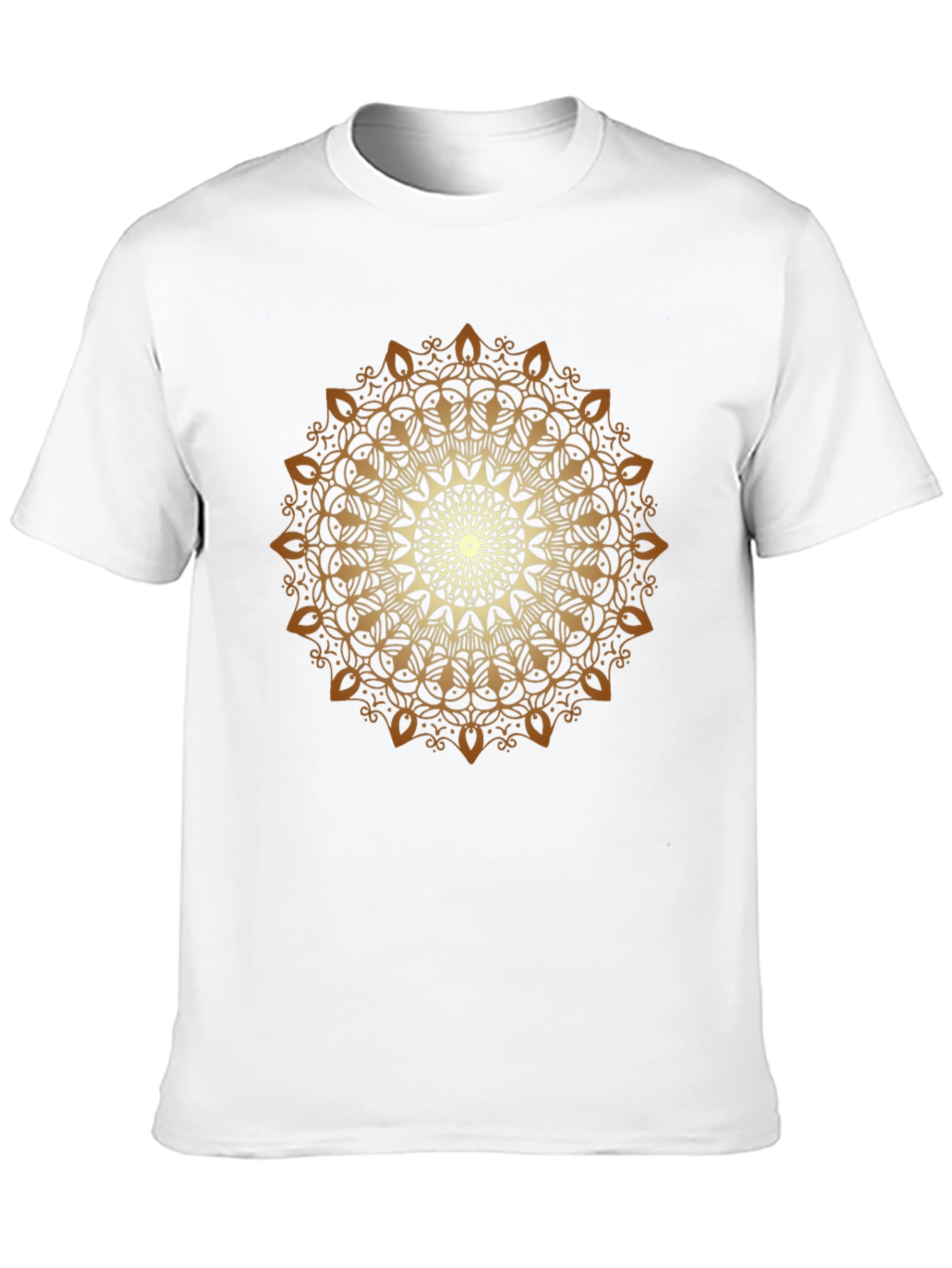 Golden Mandala Print Black T-Shirt
