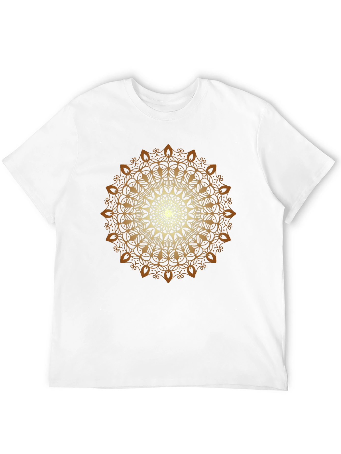 Golden Mandala Print Black T-Shirt