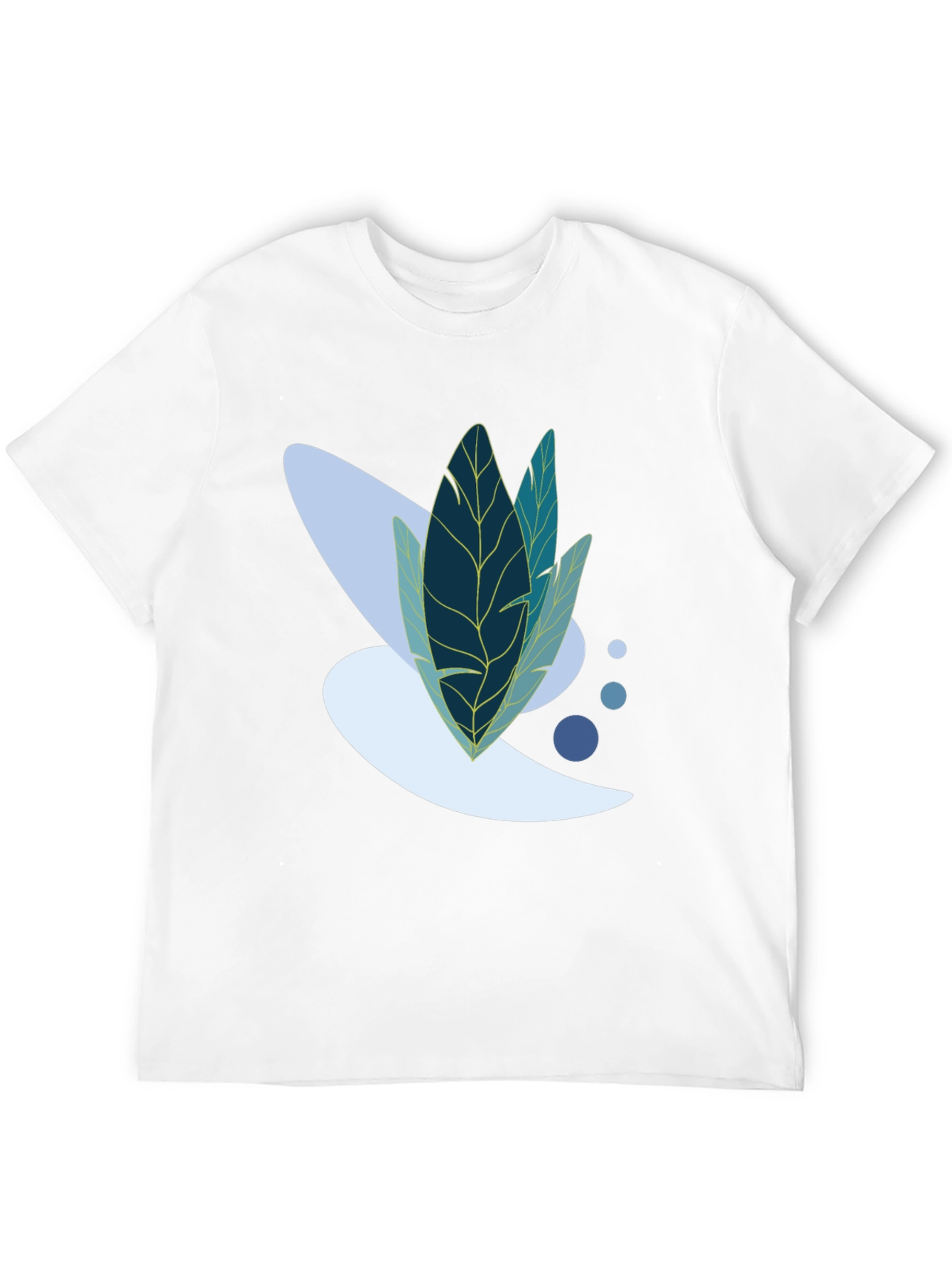 Modern Leaf Design Black T-Shirt