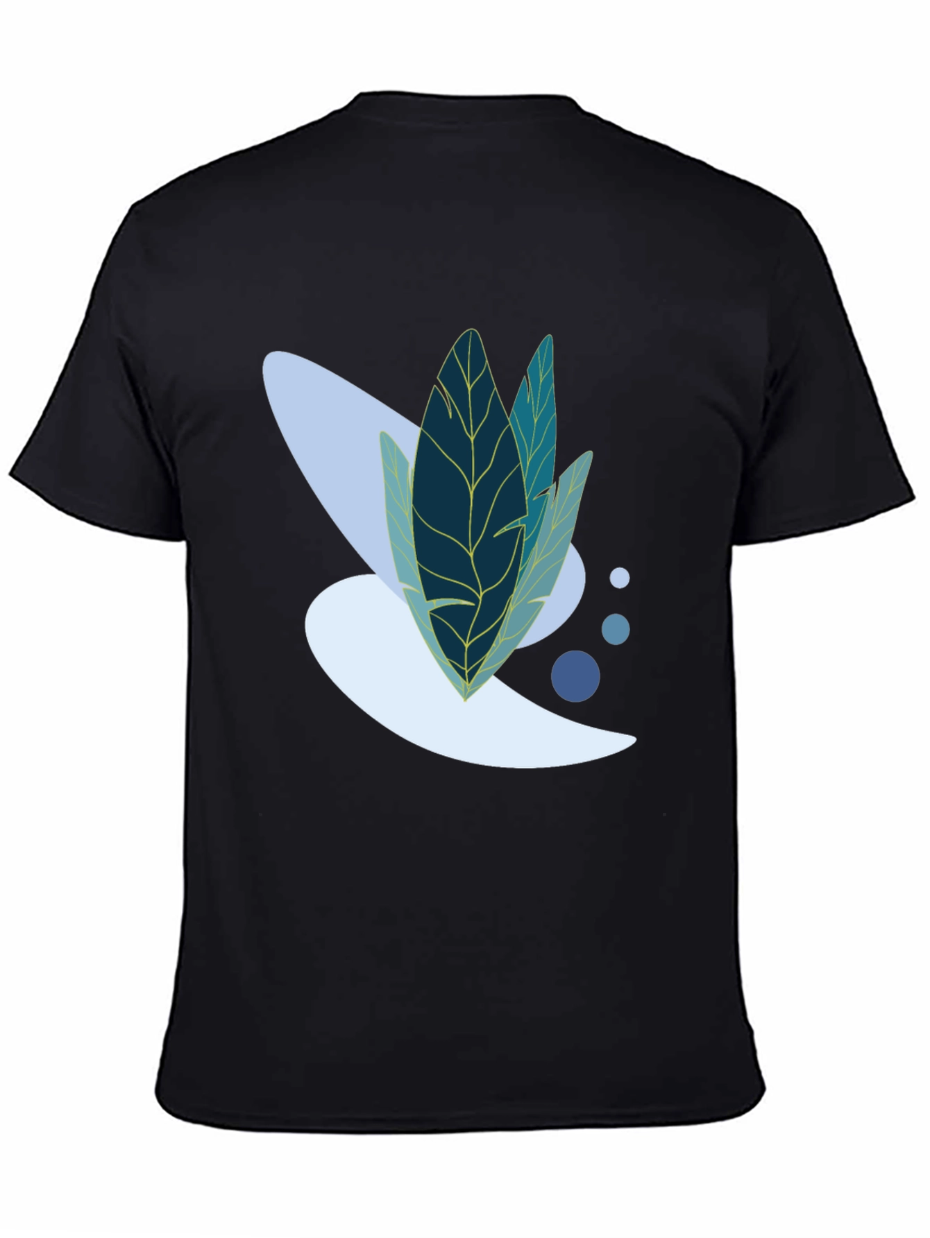 Modern Leaf Design Black T-Shirt