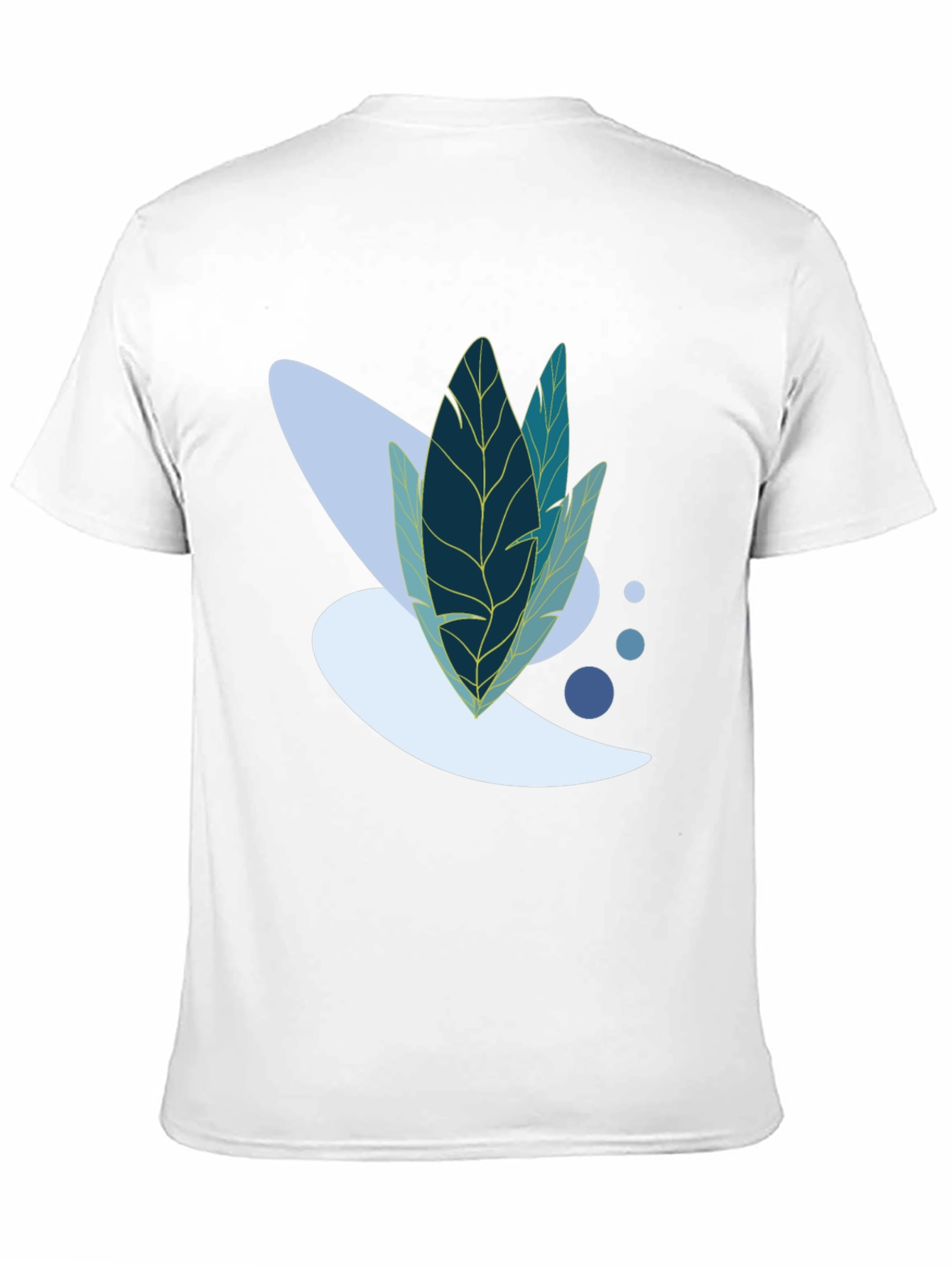 Modern Leaf Design Black T-Shirt