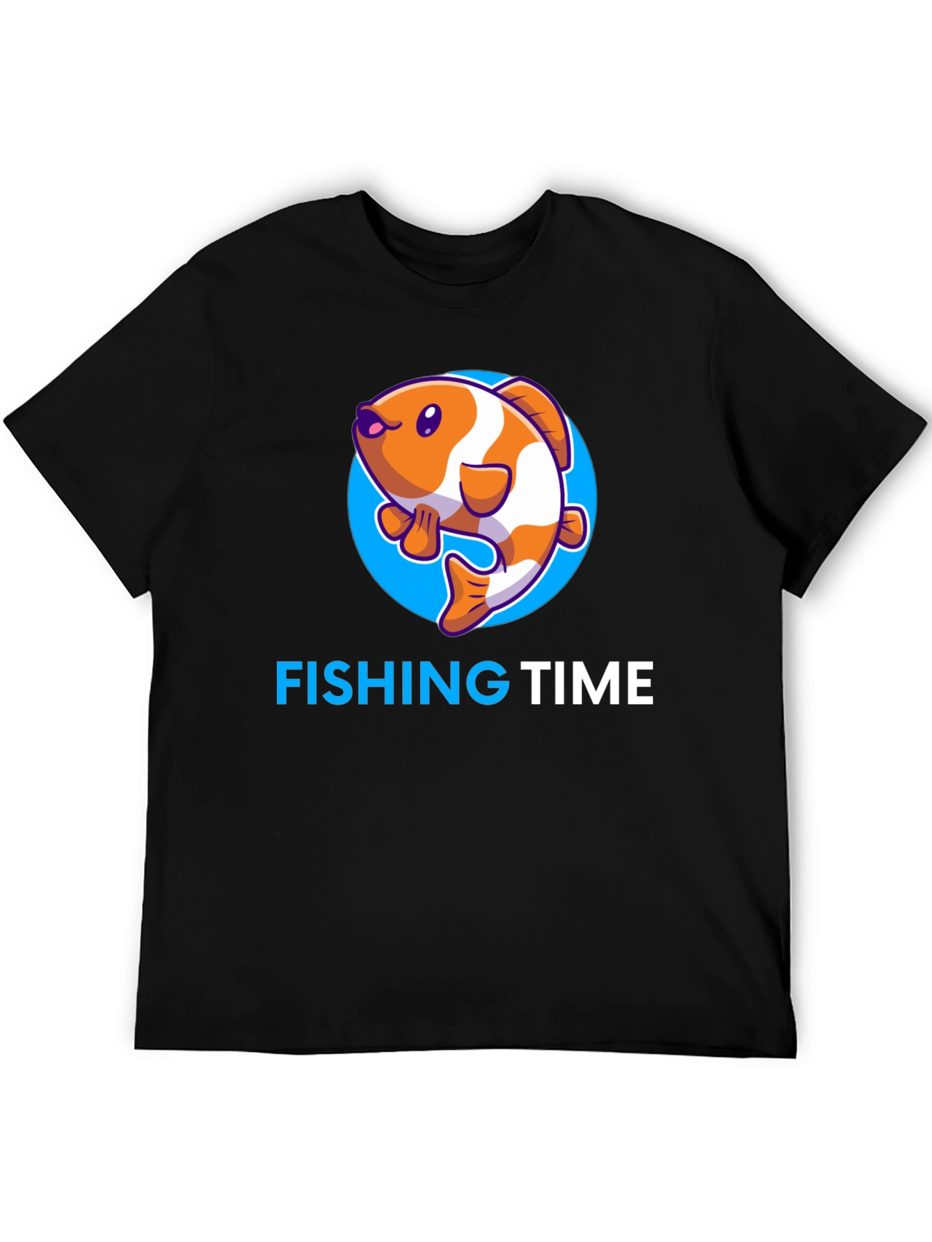 Fishing Time Graphic Tee - Black Cotton Shirt