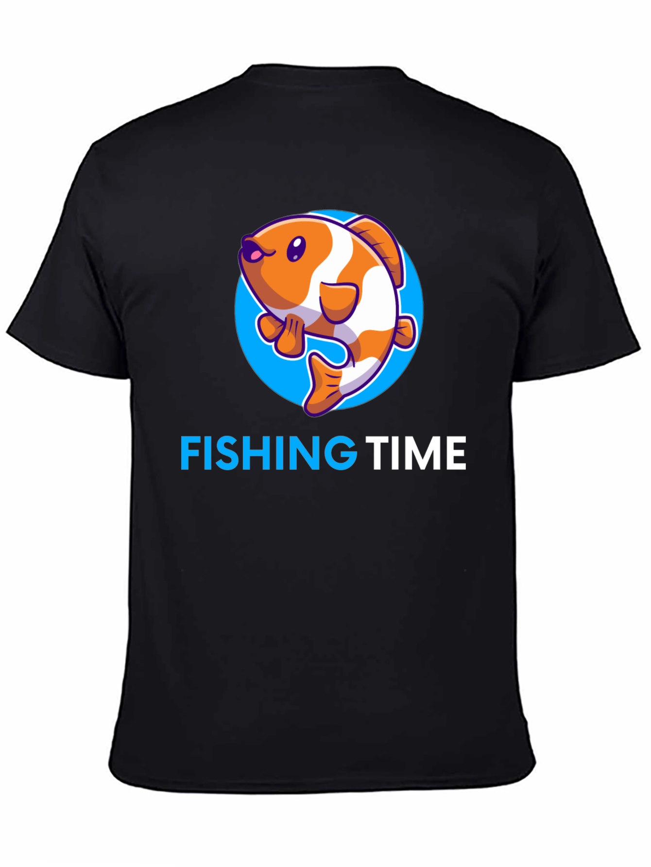 Fishing Time Graphic Tee - Black Cotton Shirt