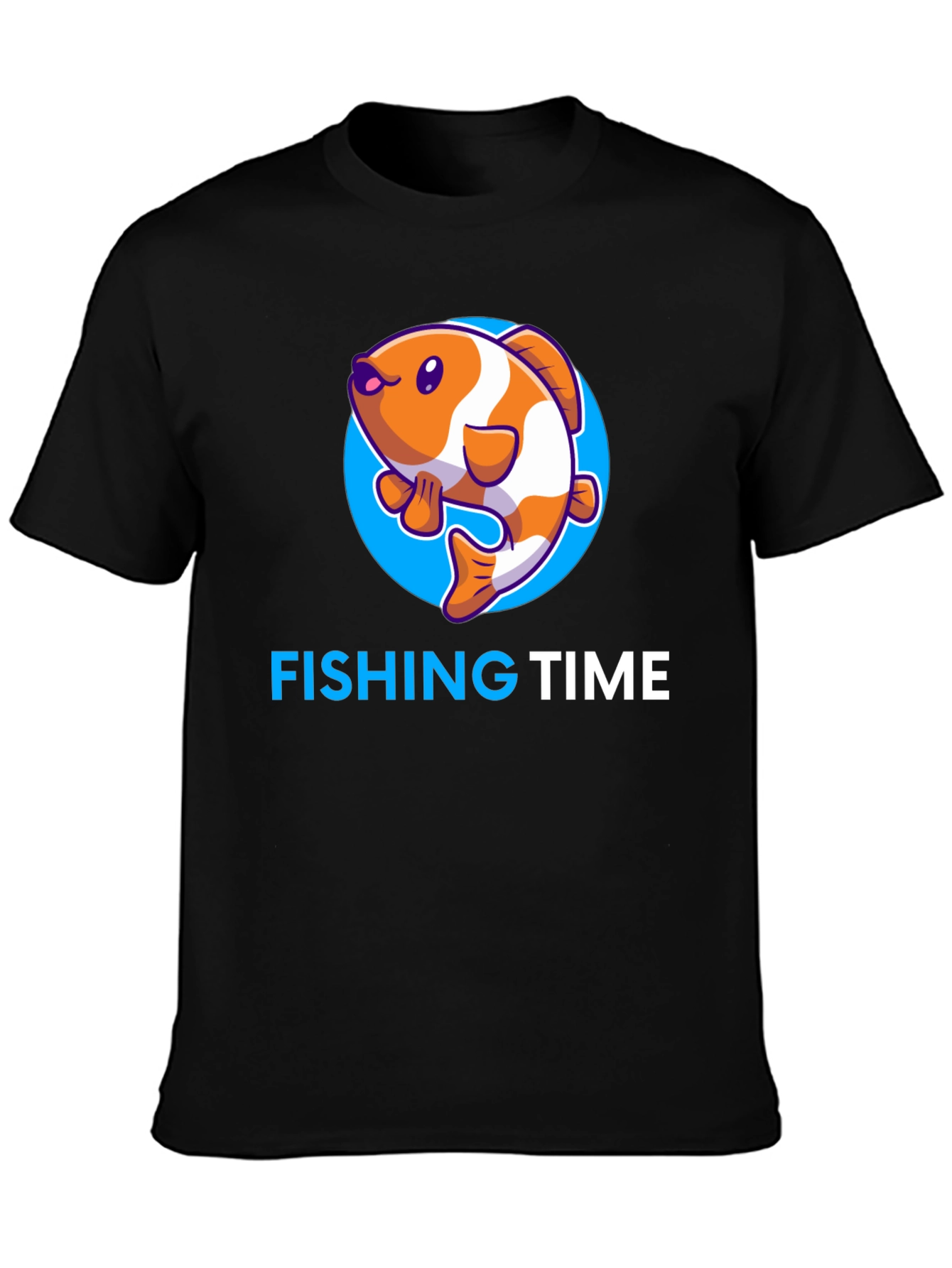 Fishing Time Graphic Tee - Black Cotton Shirt