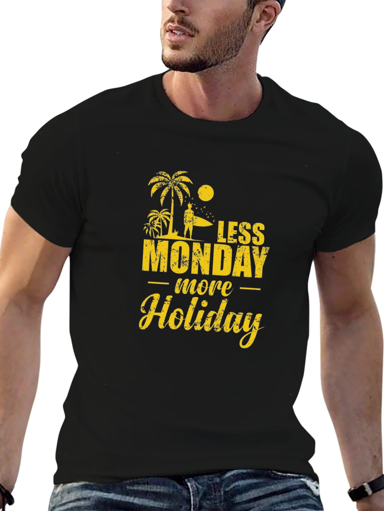 Less Monday More Holiday Black T-Shirt