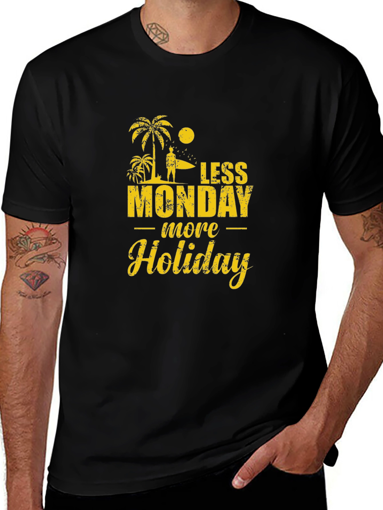 Less Monday More Holiday Black T-Shirt