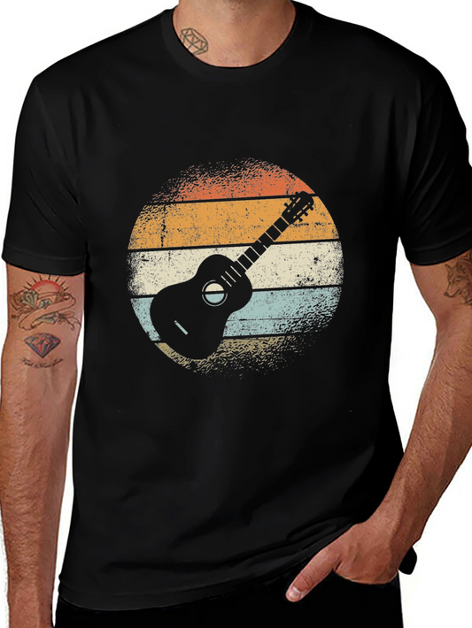 Retro Guitar Graphic T-Shirt - Vintage Style Music Tee