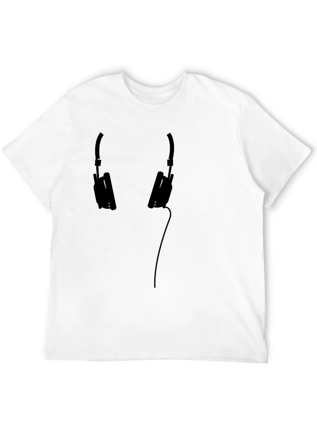 Black Headphone Graphic Tee - Casual Style