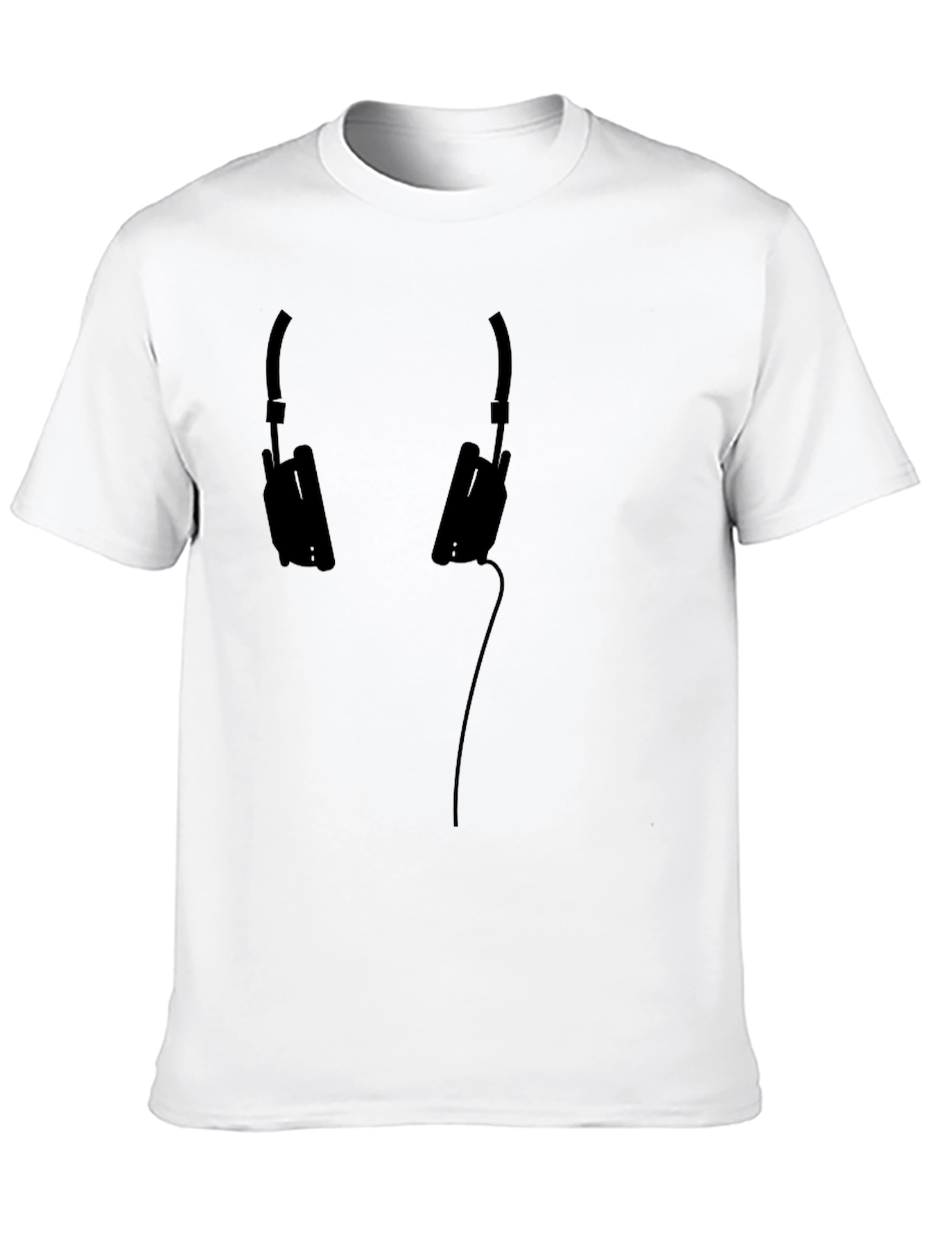 Black Headphone Graphic Tee - Casual Style