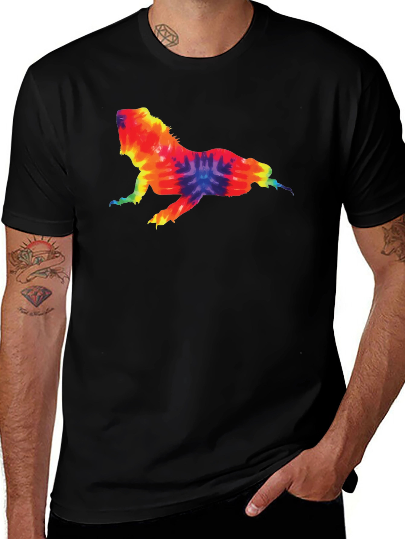 Tie Dye Lizard Graphic Tee - Cool & Casual
