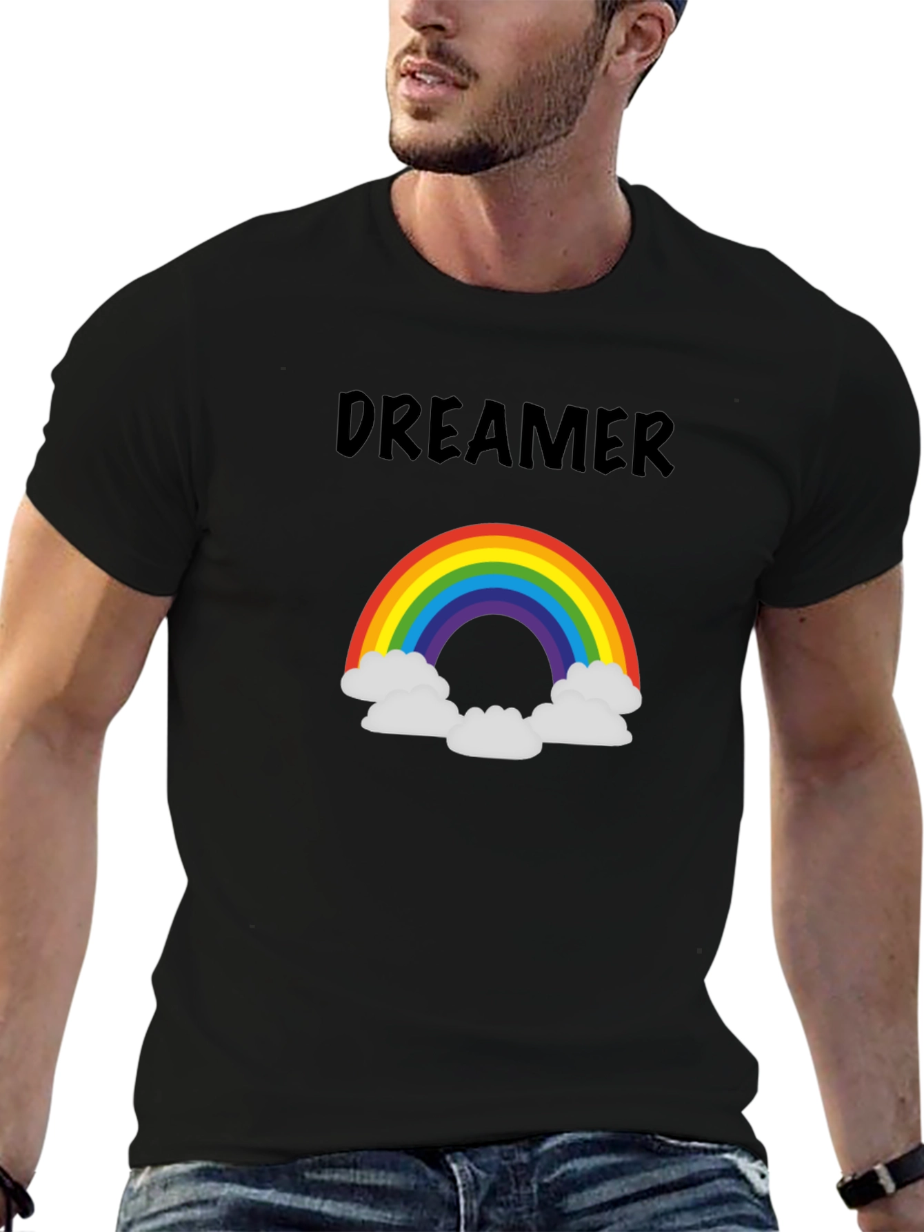 Dreamer Rainbow Graphic Tee - Unisex Soft Cotton T-Shirt